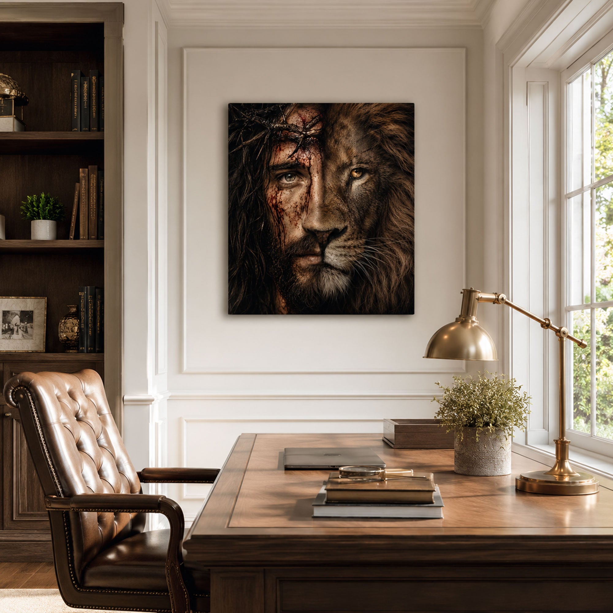 Jesus and Lion of Judah Canvas Print, Christian Faith Wall Art Gift