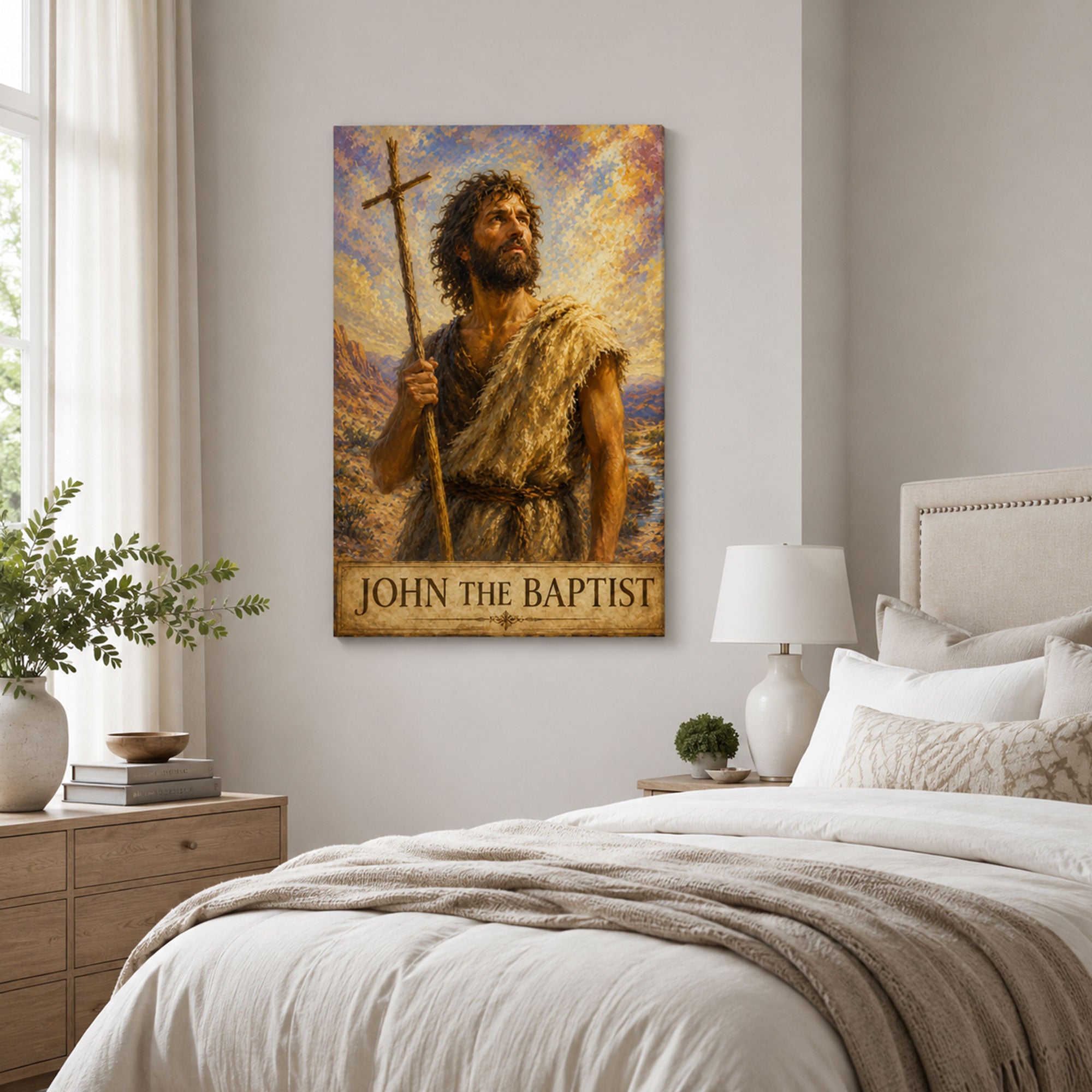 Saint John the Baptist Canvas Print, Prepare the Way Catholic Wall Decor, Christian Faith Gift