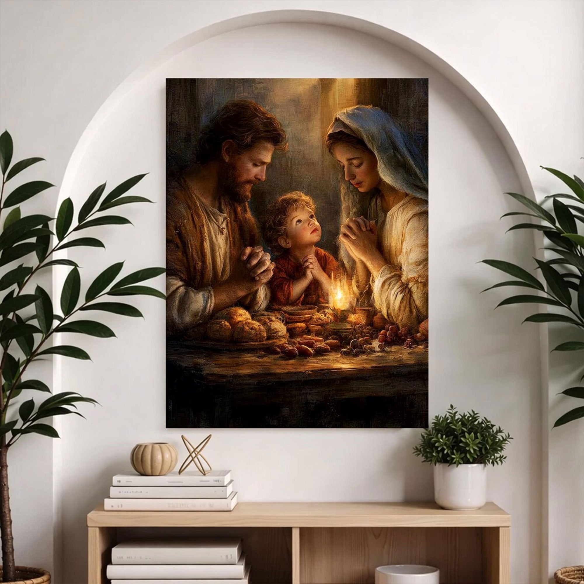 Holy Family Prayer Canvas Art Christian Faith Wall Decor Catholic Religious Home Decoration