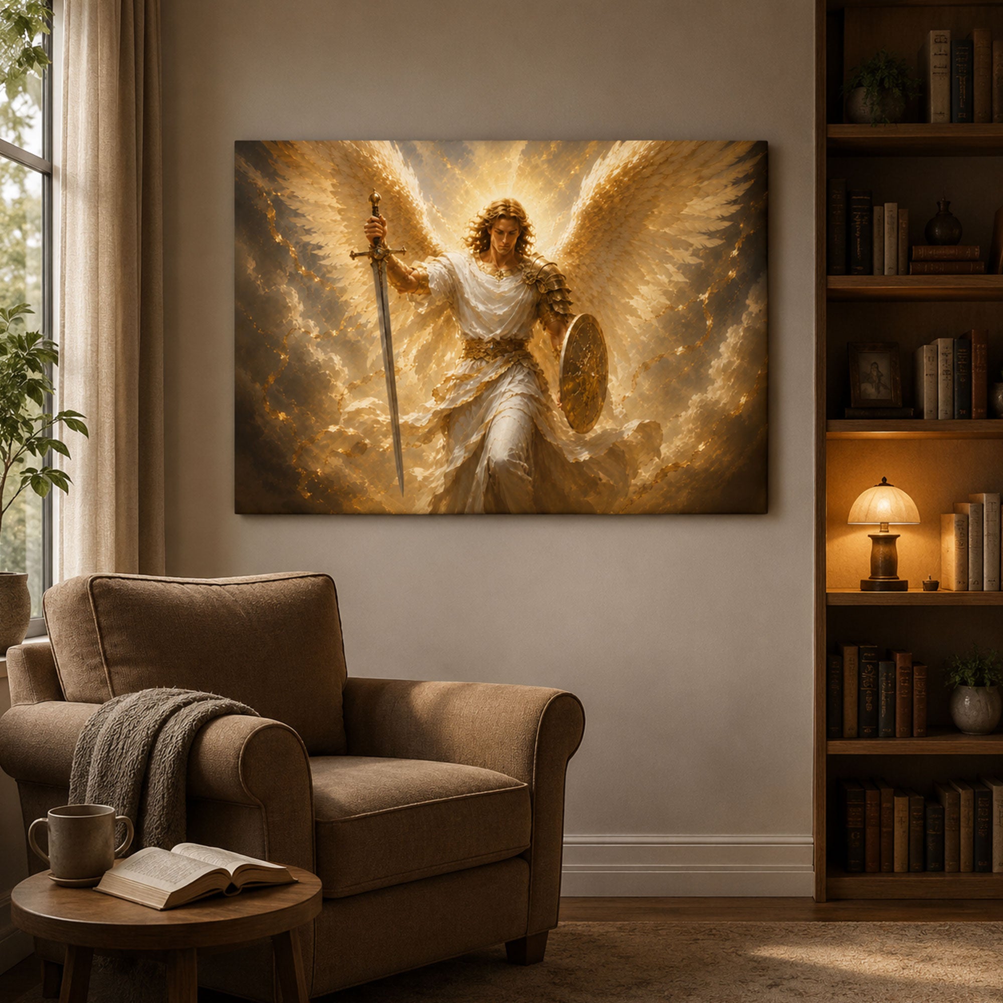 Saint Michael Archangel Canvas Print, Heavenly Warrior Catholic Wall Art, Guardian Faith Home Decor