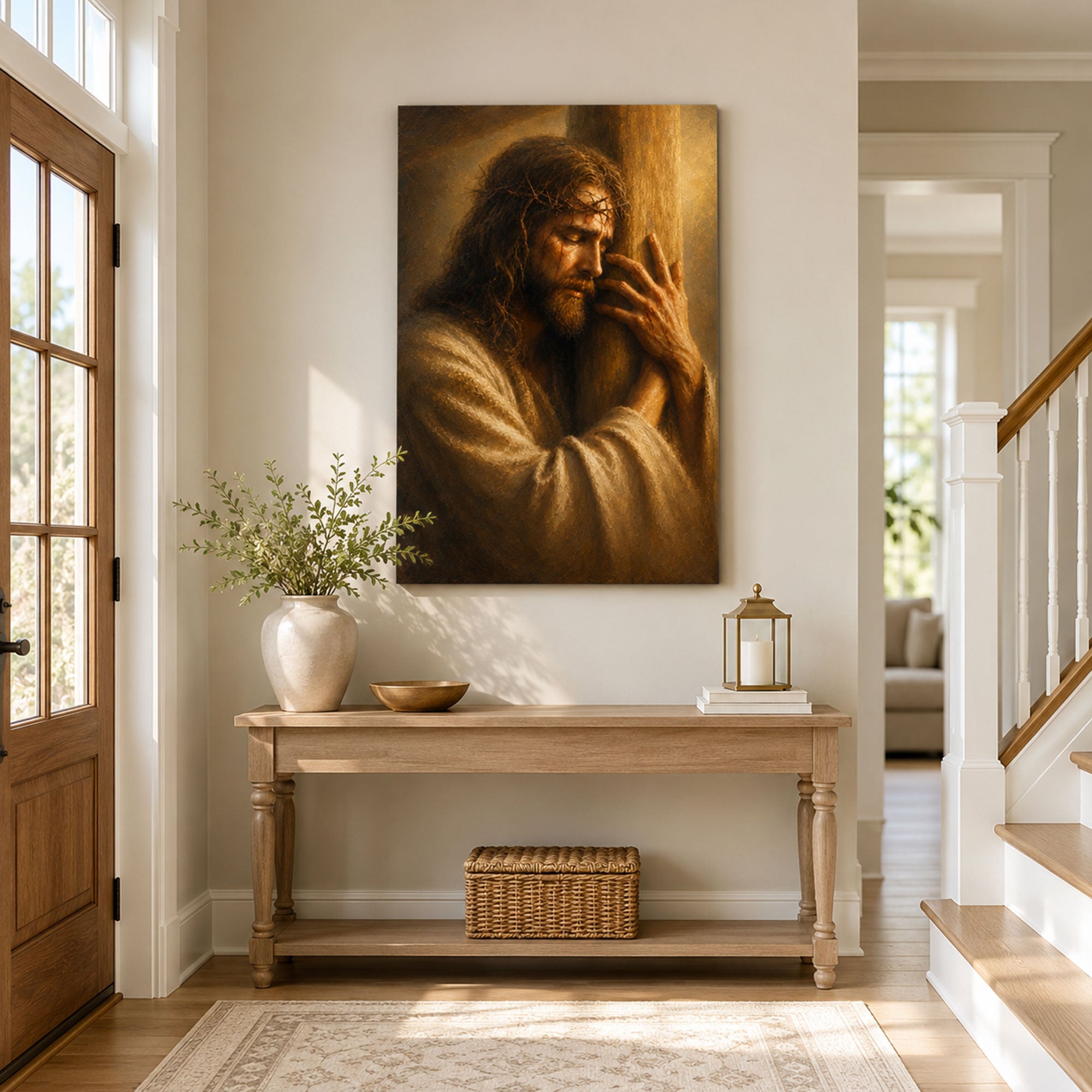 Jesus Carrying the Cross Canvas Print, Christian Home Decor