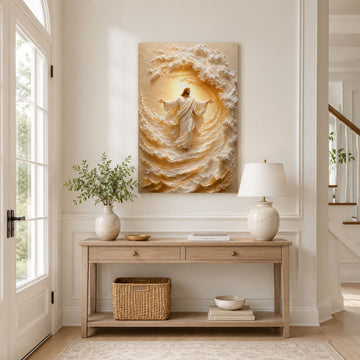 Jesus Amid the Golden Waves Canvas Print, Christian Home Decor