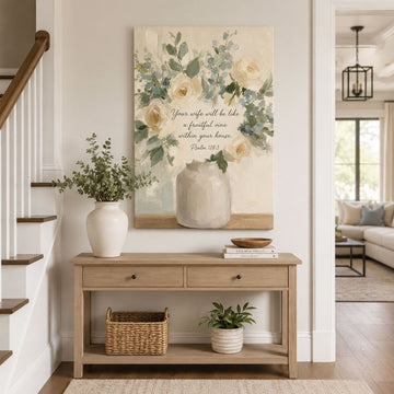 Psalm 128:3 Fruitful Vine Canvas Print, Christian Home Decor