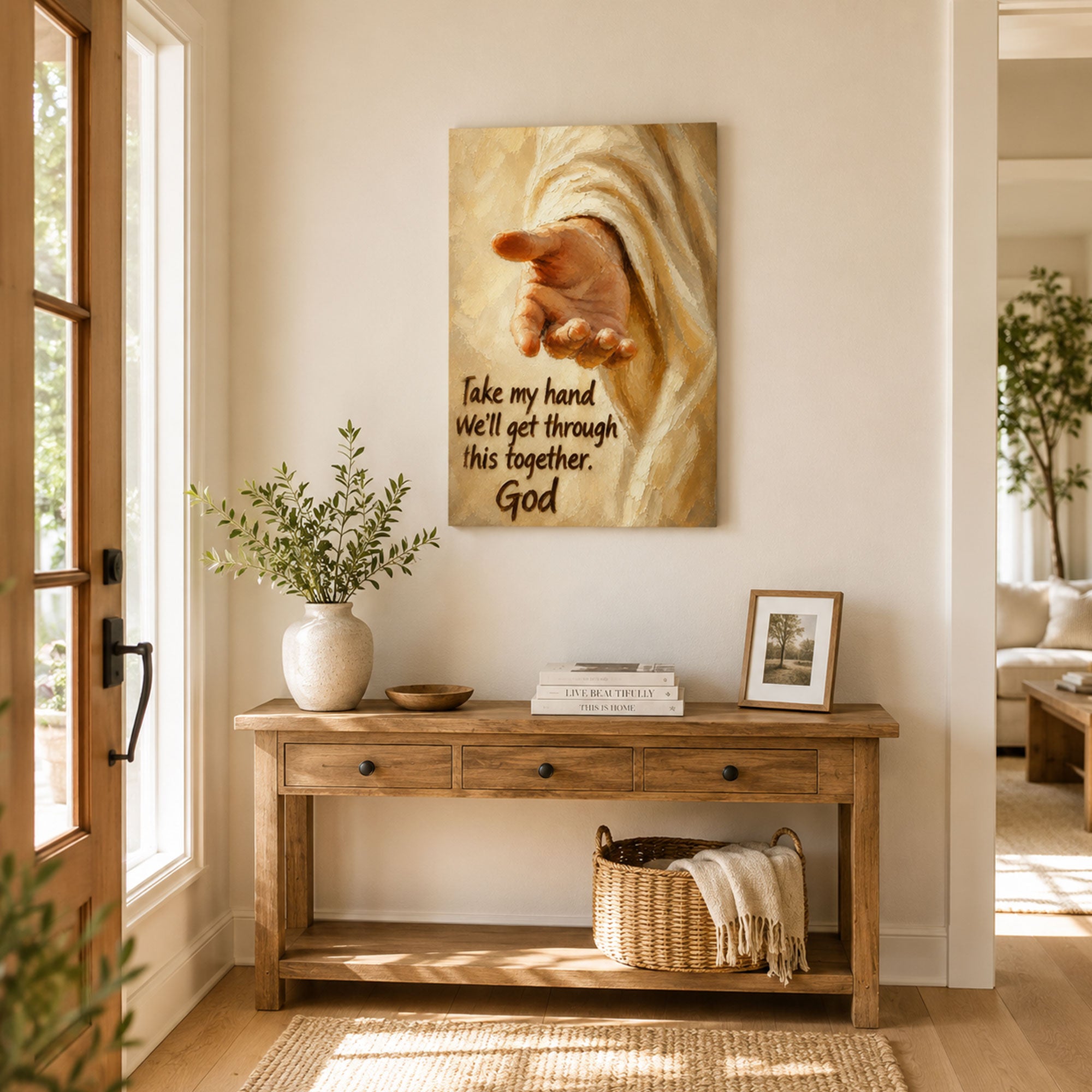 Take My Hand God Canvas Print, We’ll Get Through This Together Christian Wall Decor, Faith Gift