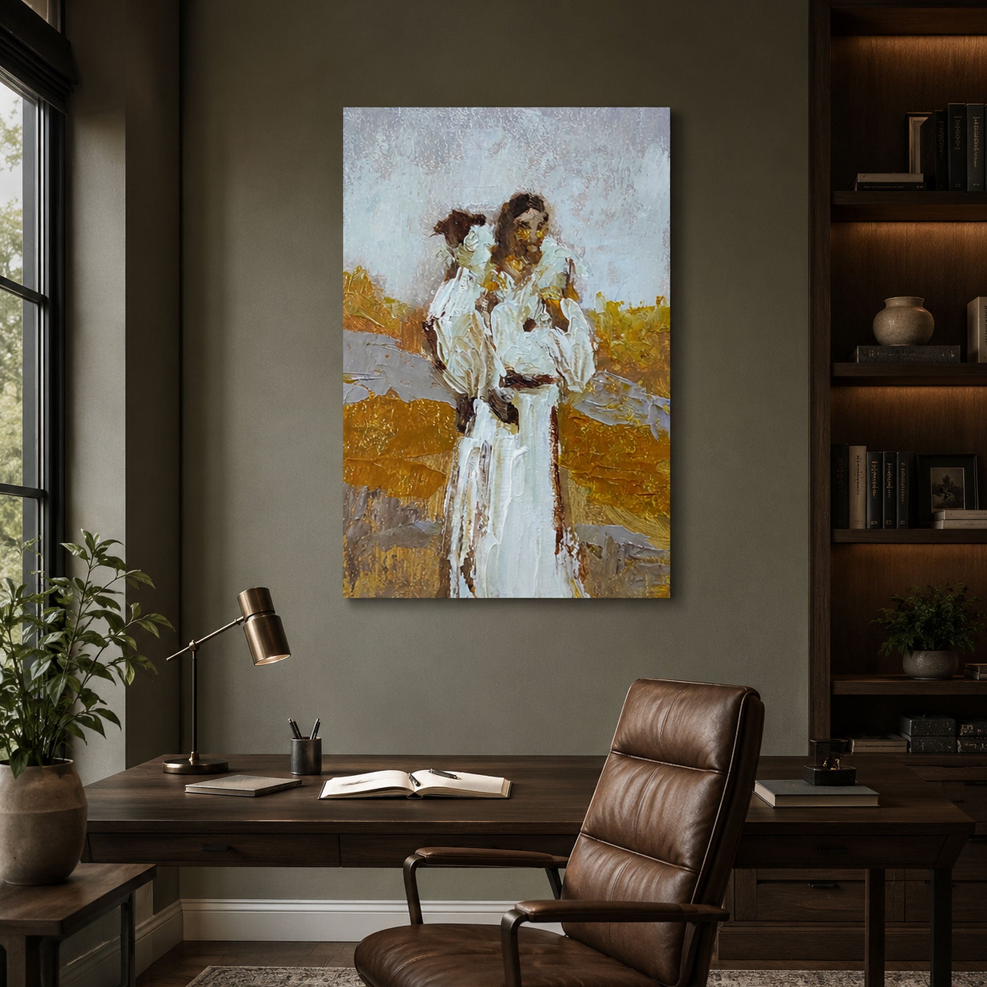 Good Shepherd Jesus Carrying Lamb Canvas Print, Abstract Christian Wall Art, Faith Home Decor