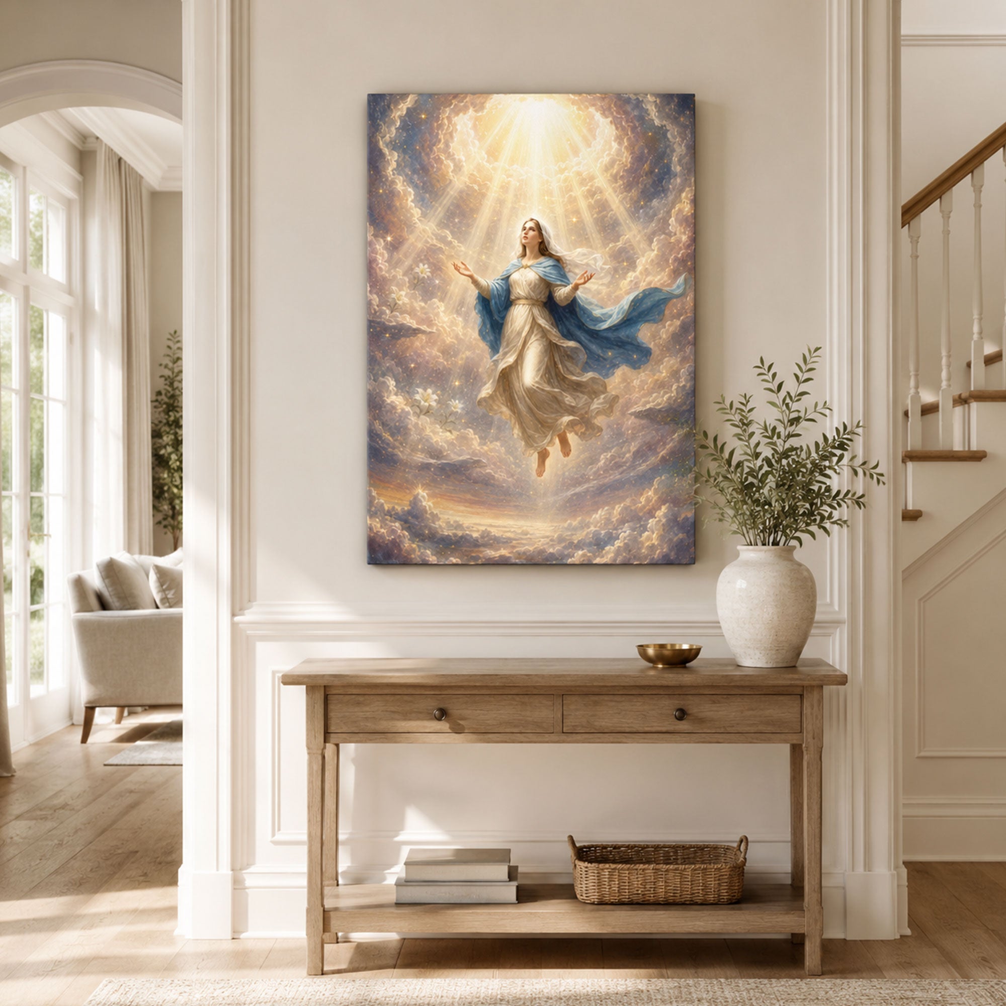 Assumption of the Virgin Mary Canvas Print, Catholic Home Decor