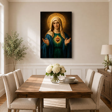 Immaculate Heart of Mary Canvas Print, Blessed Virgin Mary Catholic Wall Decor, Marian Faith Gift
