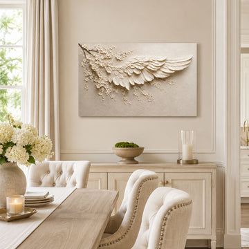 White Angel Wing Canvas Print, Christian Home Decor