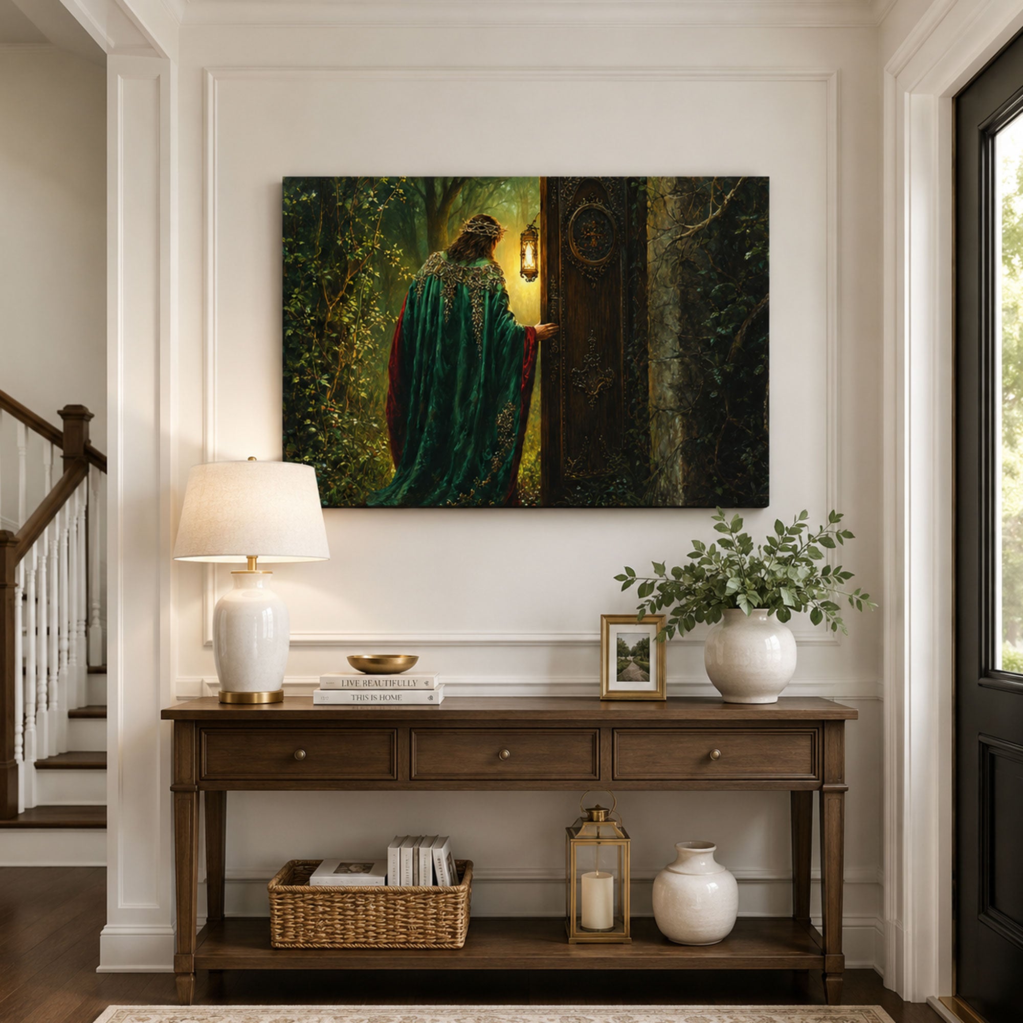 Christ at the Door with Lantern Canvas Print, Faith Home Decor