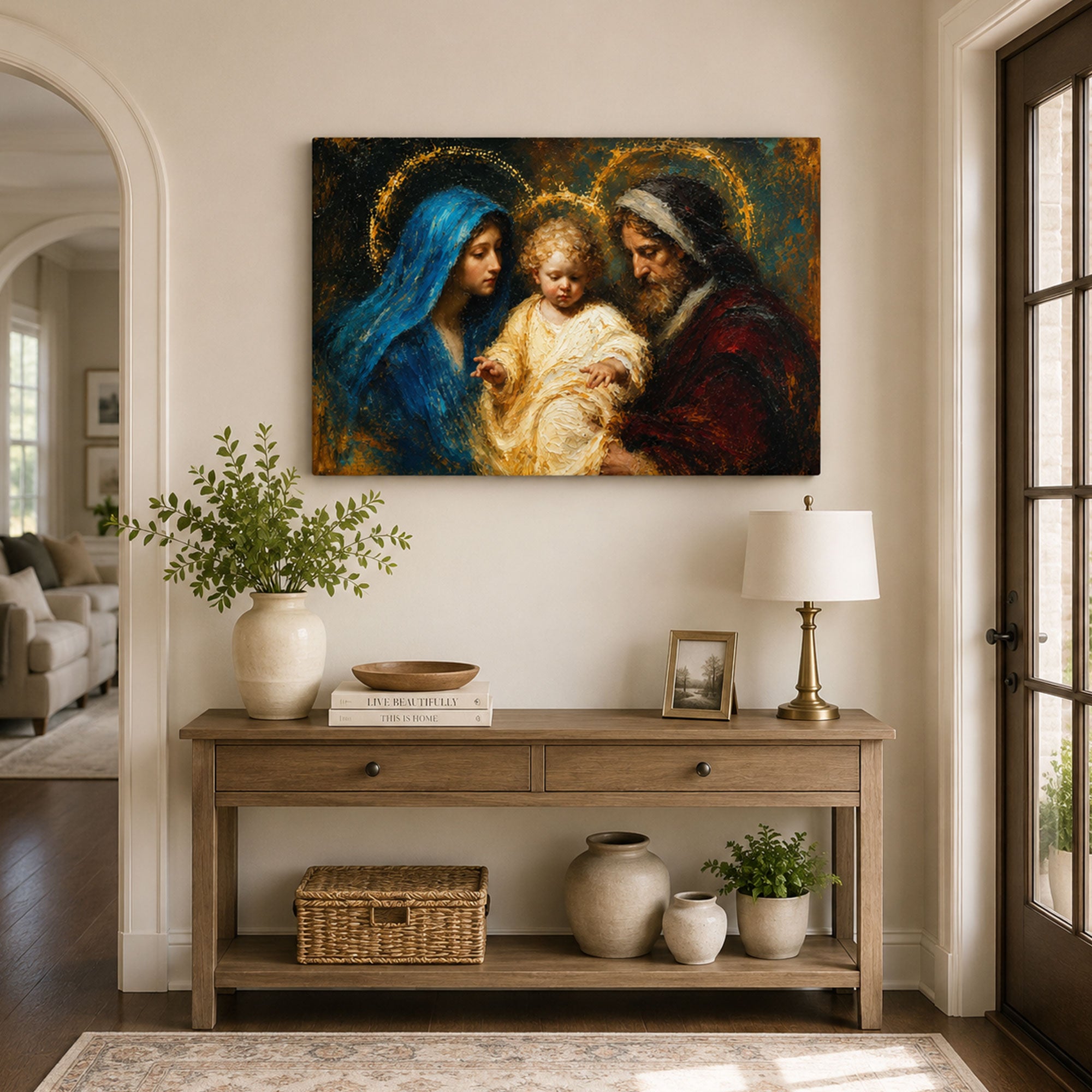 Holy Family with Baby Jesus Canvas Print, Catholic Home Decor