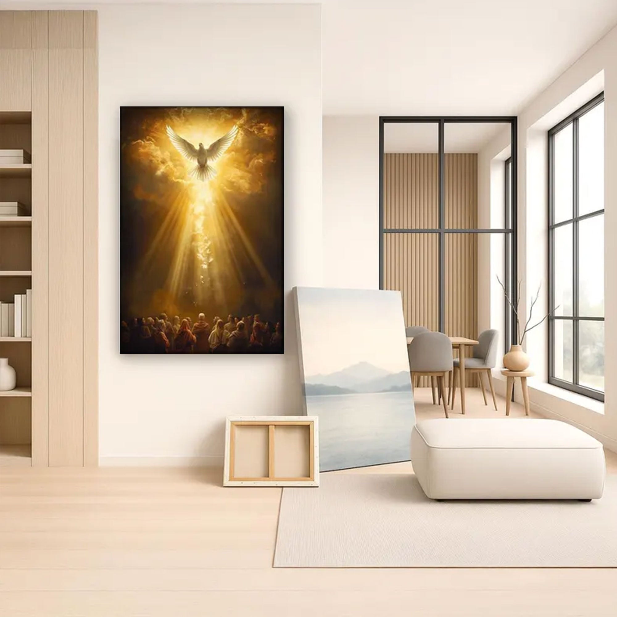 Holy Spirit Dove Canvas Art, Pentecost Christian Wall Decor, Divine Light Faith Artwork, Sacred Religious Home Accent