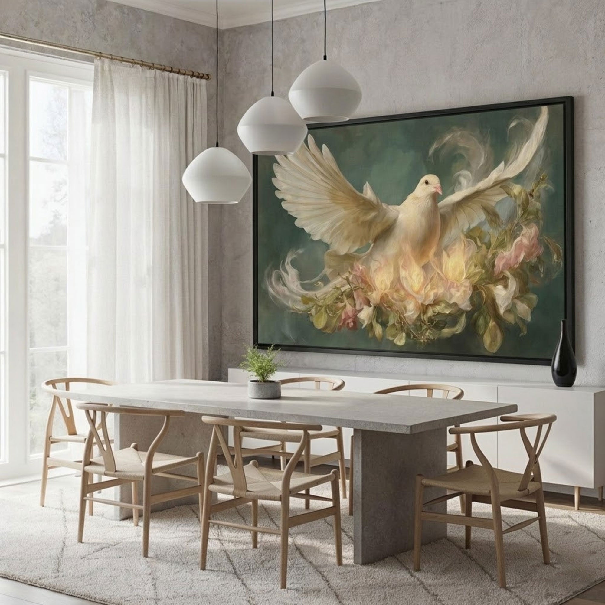 Dove Canvas Print, Holy Spirit Catholic Wall Art, Symbol of Peace and Divine Presence, Christian Home Decor, Confirmation Faith Gift