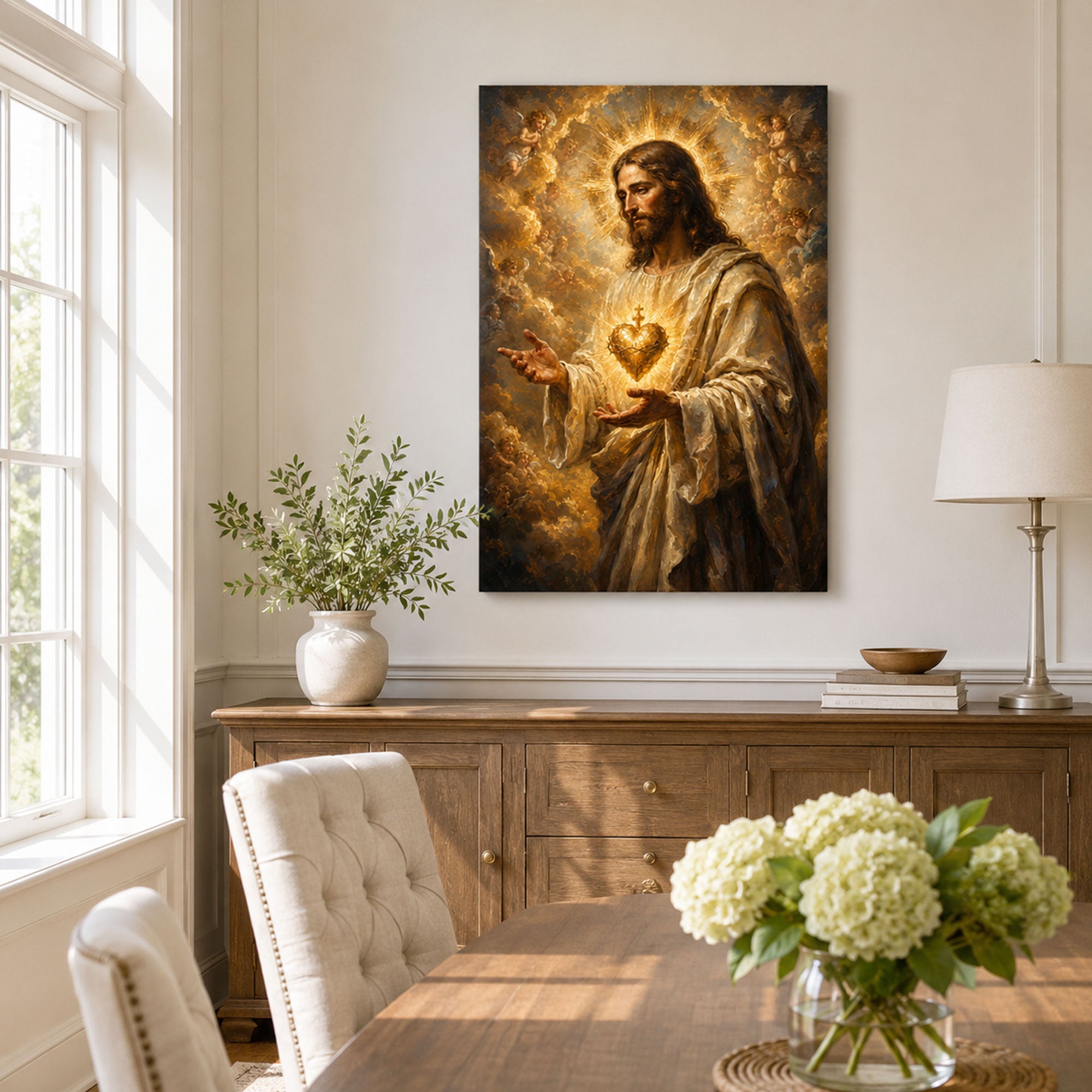 Sacred Heart of Jesus Canvas Print, Catholic Christian Wall Decor, Divine Love Faith Gift