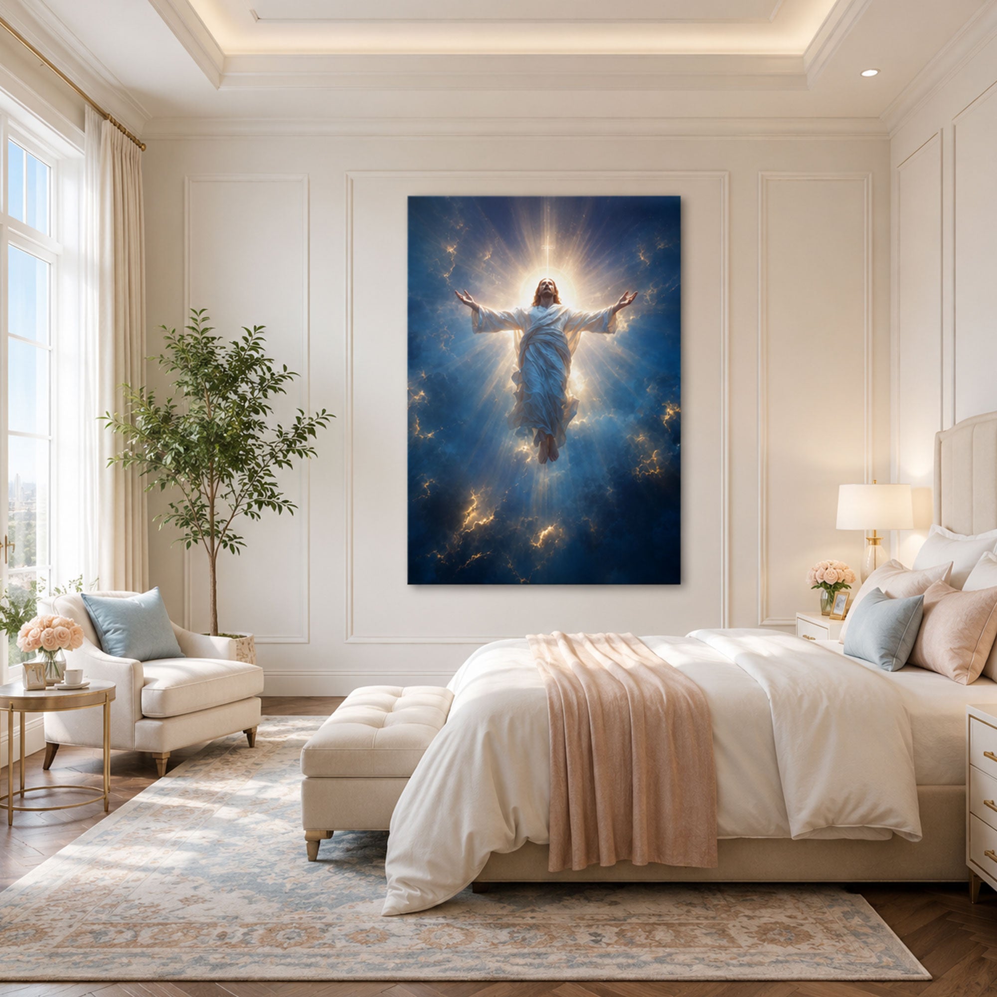 Ascension Jesus Canvas Print, Heavenly Christian Wall Art, Glorious Savior Faith Decor