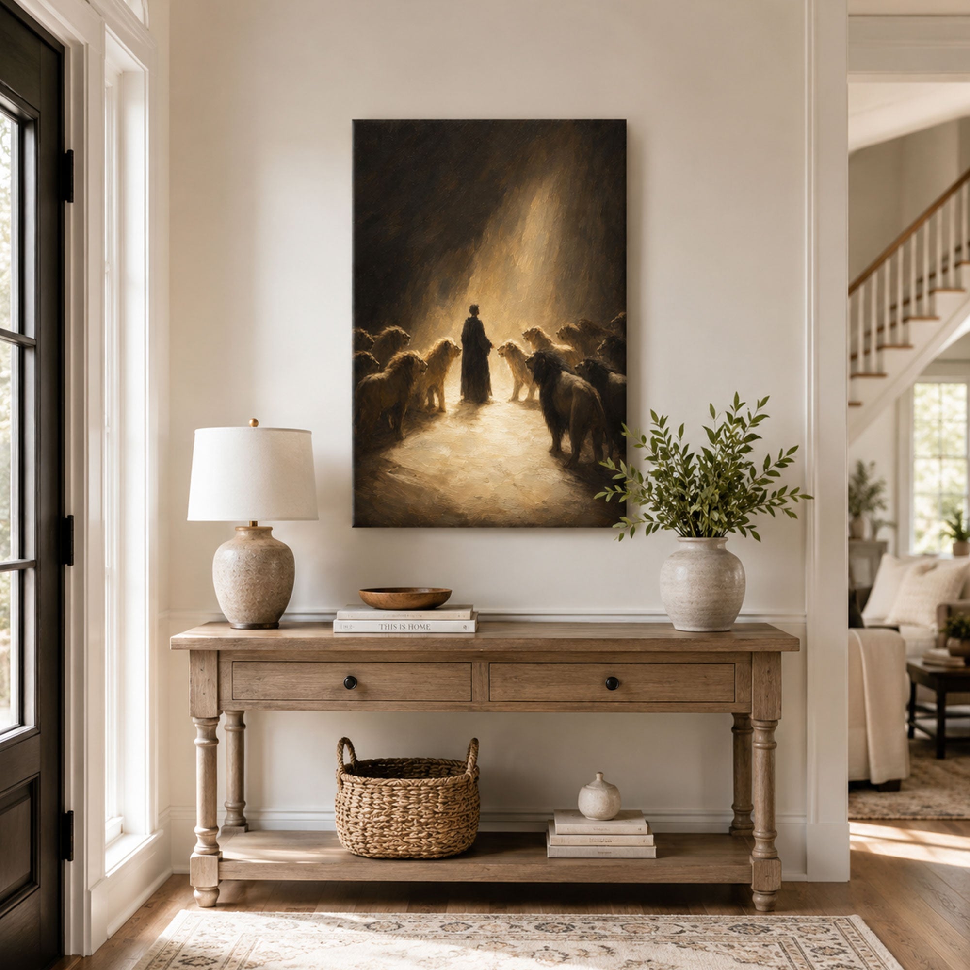 Daniel in the Den of Divine Protection Canvas Print, Religious Home Decor