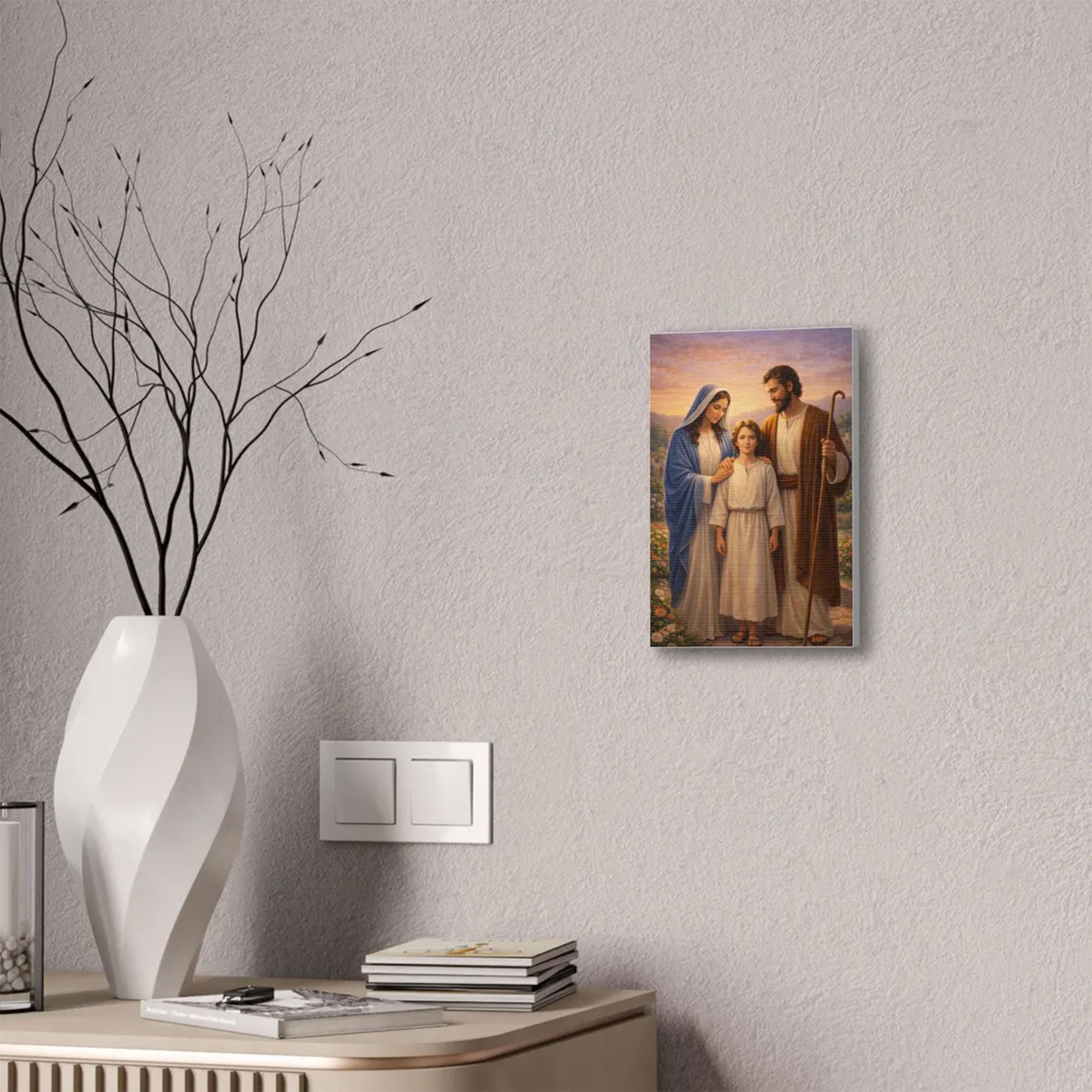 Holy Family Canvas Wall Art, Jesus Mary Joseph Christian Decor, Religious Gift