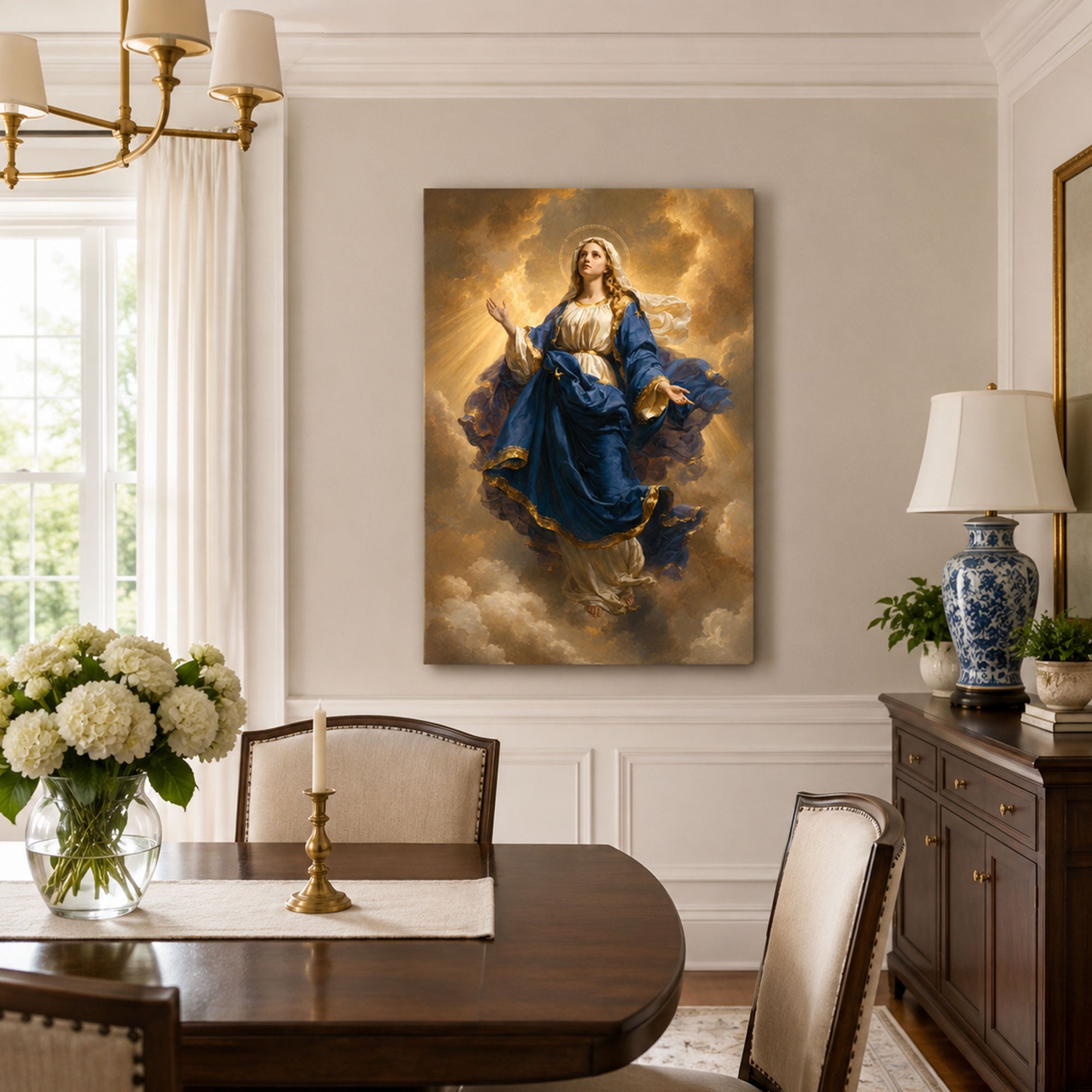 Assumption of the Blessed Virgin Mary Canvas Print, Catholic Wall Art