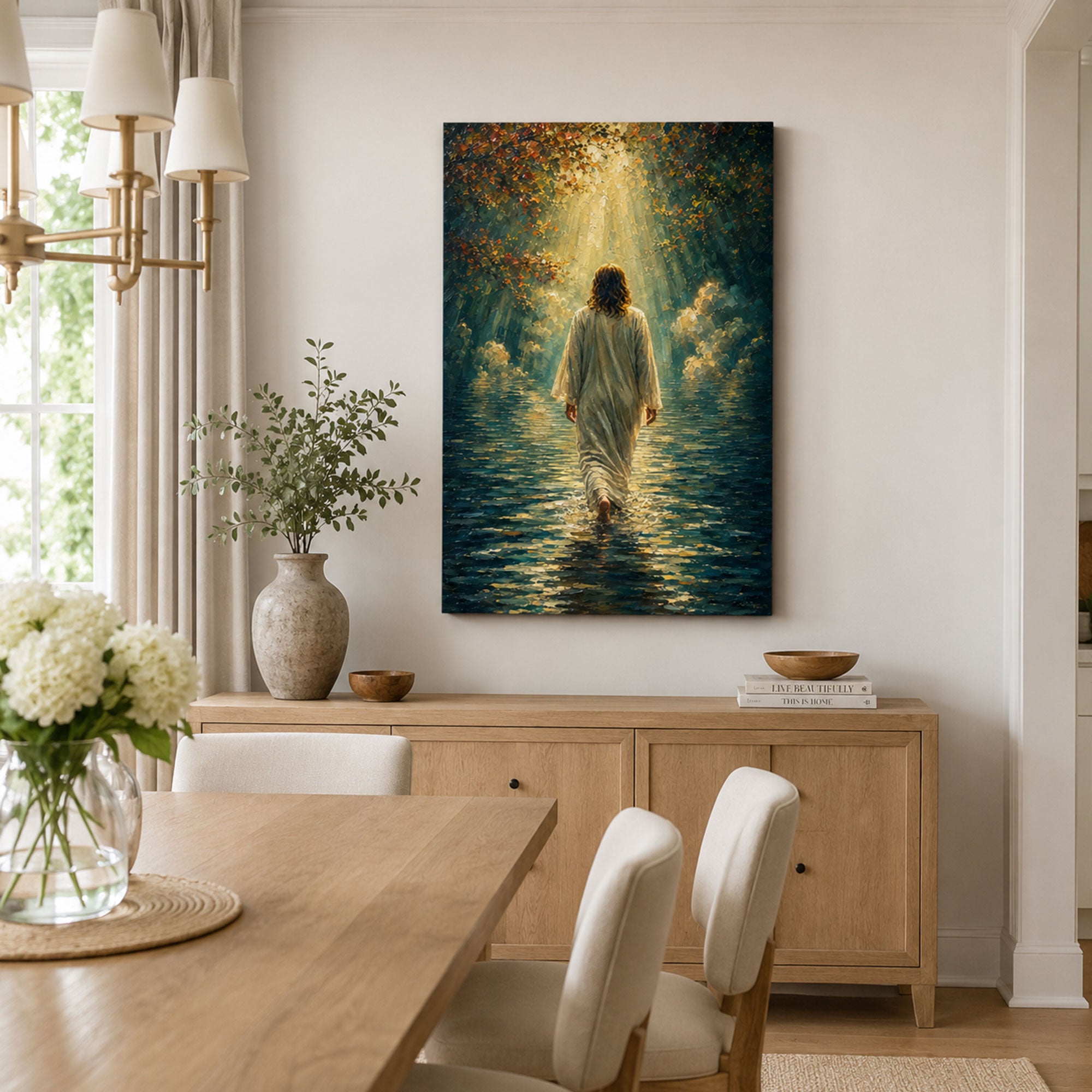 Jesus Walking on Water Canvas Print, Matthew 14:25 Christian Wall Decor, Walk by Faith Gift