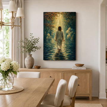 Jesus Walking on Water Canvas Print, Matthew 14:25 Christian Wall Decor, Walk by Faith Gift