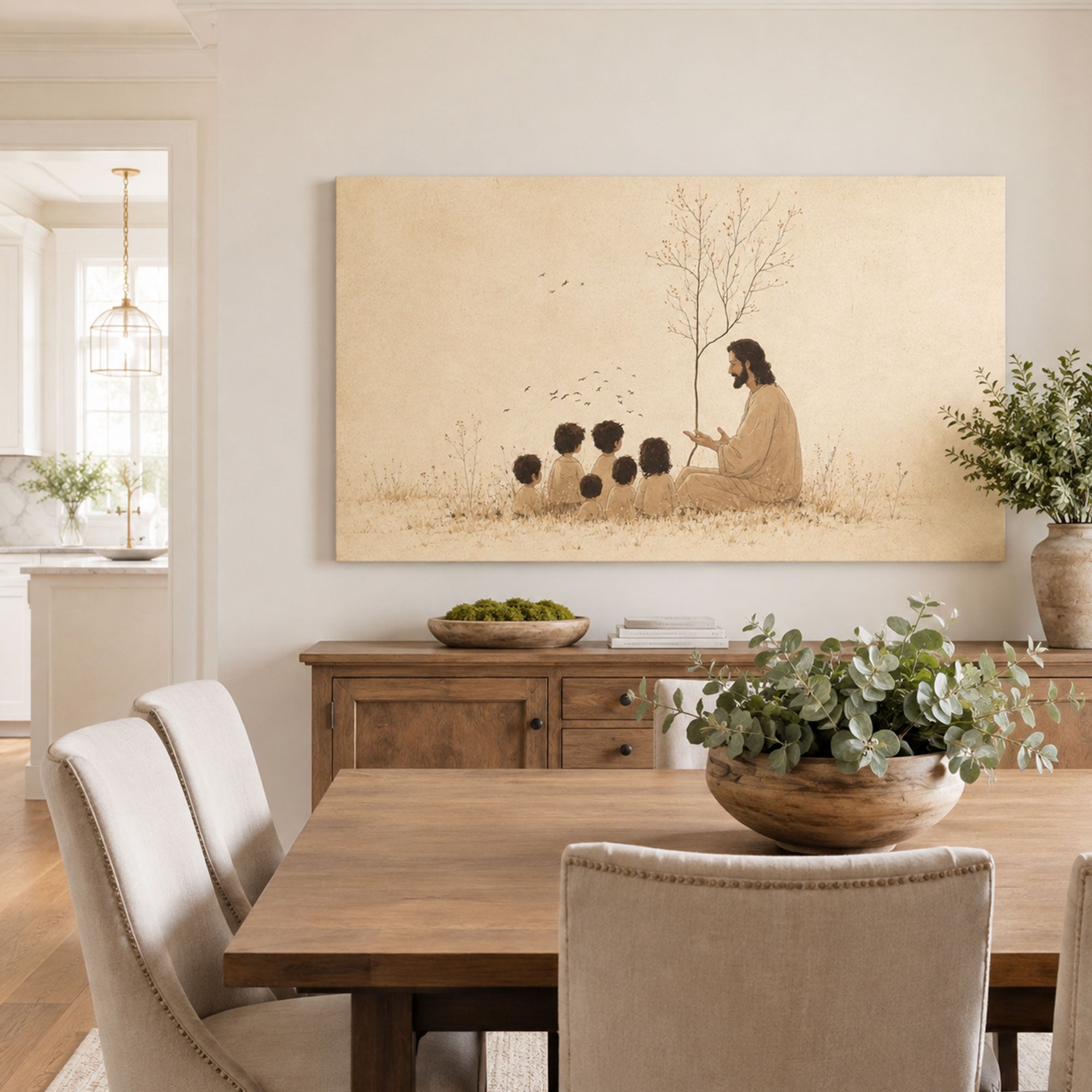 Jesus with Children Canvas Print, Let the Little Children Come to Me, Matthew 19:14 Christian Wall Decor