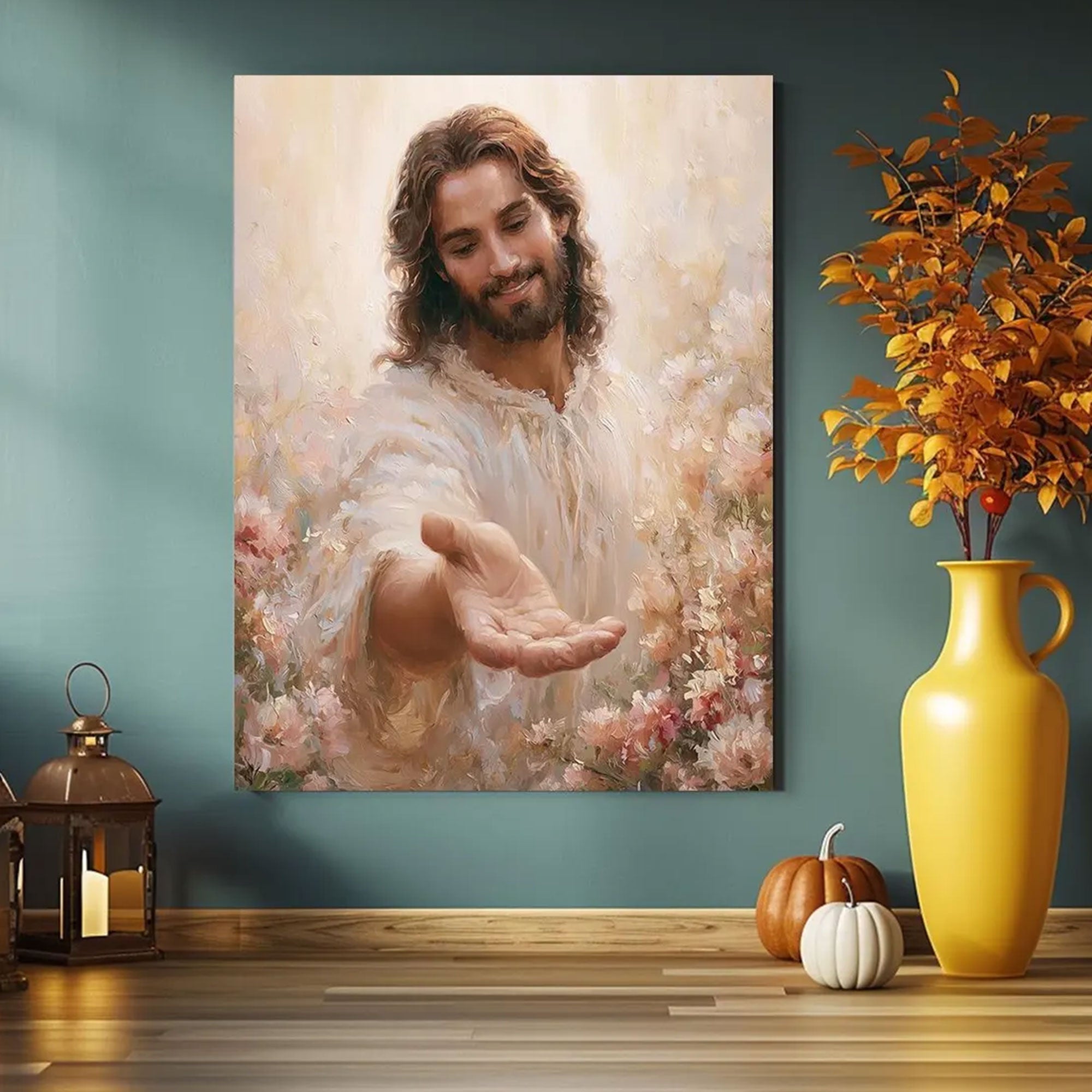 Jesus Calling You Canvas Print, Open Hand Christian Wall Art, Invitation of Faith Painting, Spiritual Comfort Decor, Inspirational Religious Artwork