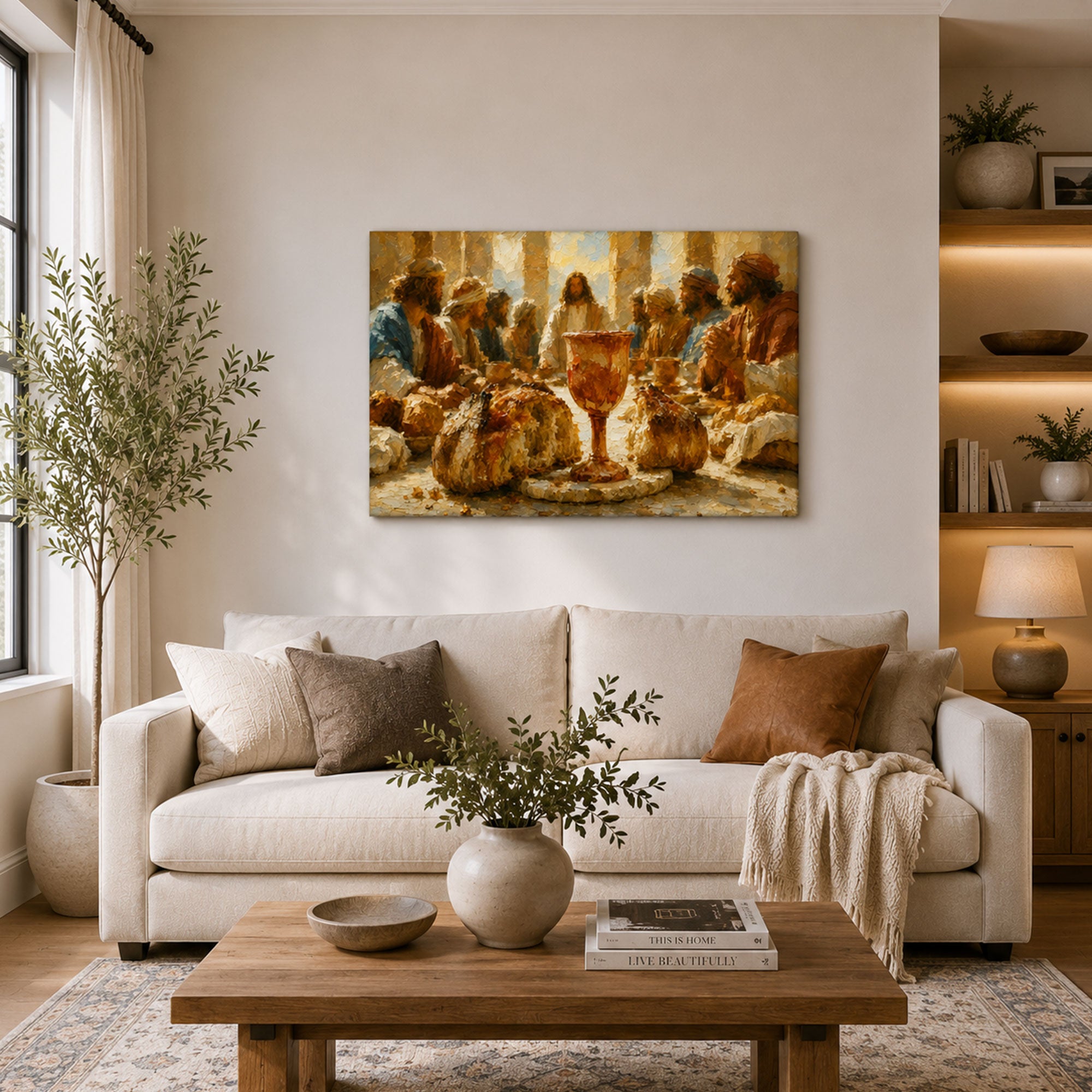 Last Supper Eucharist Canvas Print, Jesus Bread and Wine Catholic Wall Decor, Faith Gift