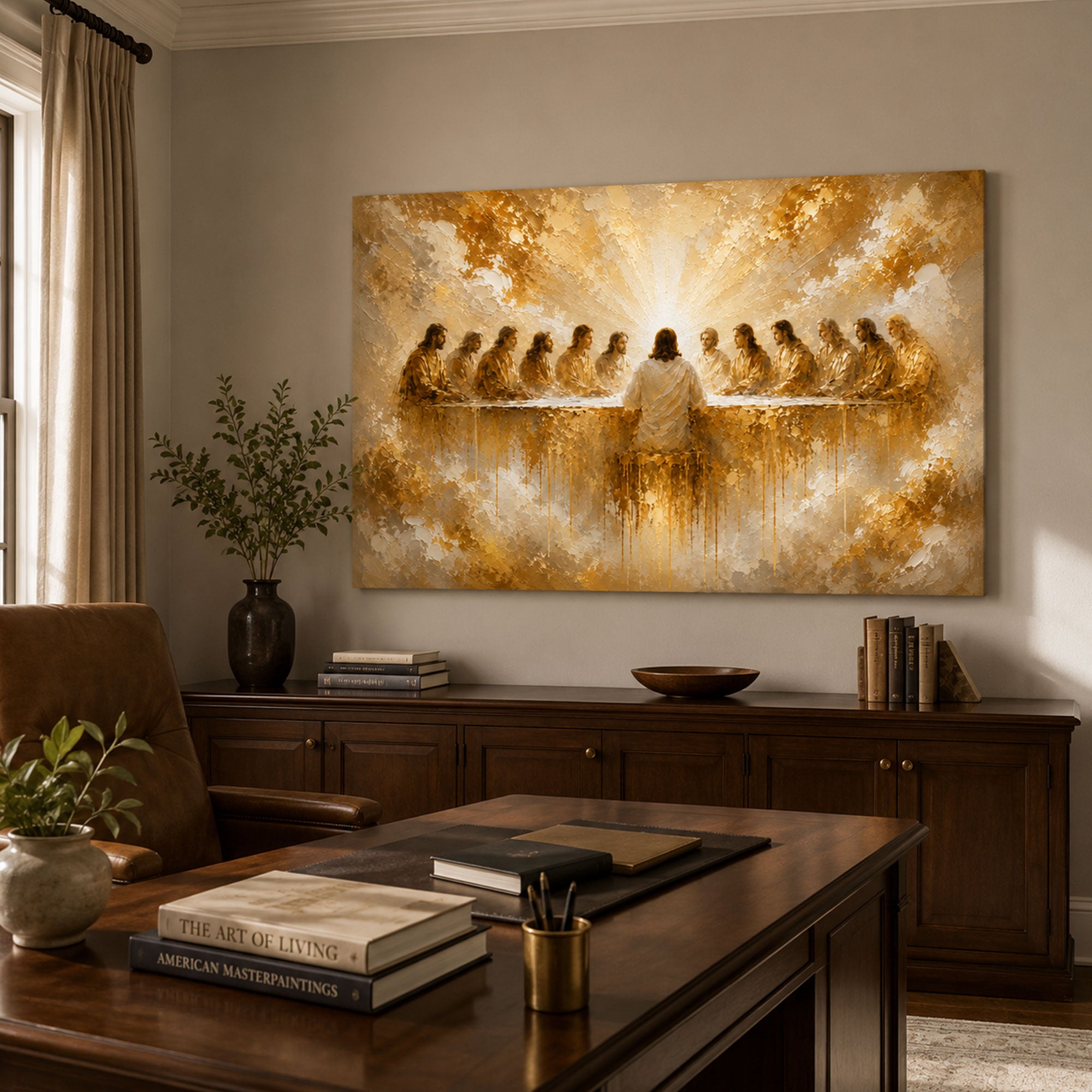 Last Supper Canvas Print, Jesus and Apostles Christian Wall Art for Home Decor