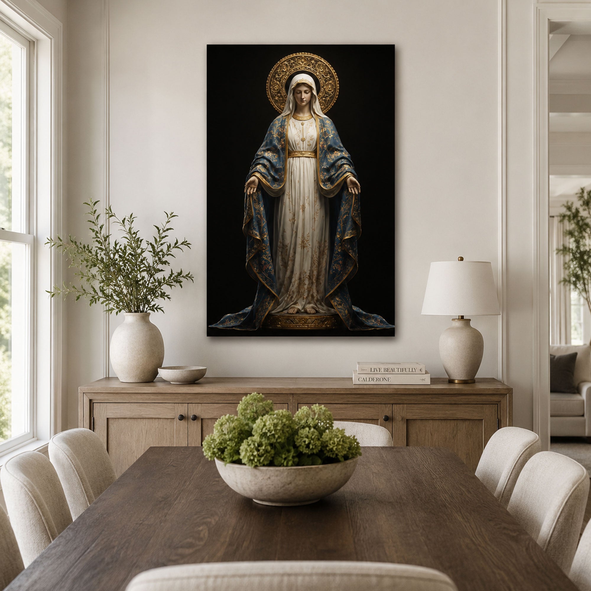 Immaculate Conception Virgin Mary Canvas Print, Catholic Wall Decor, Marian Faith Gift