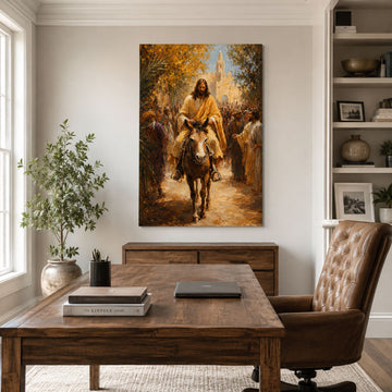 Jesus Triumphal Entry into Jerusalem Canvas Print, Palm Sunday Christian Wall Decor, Faith Gift