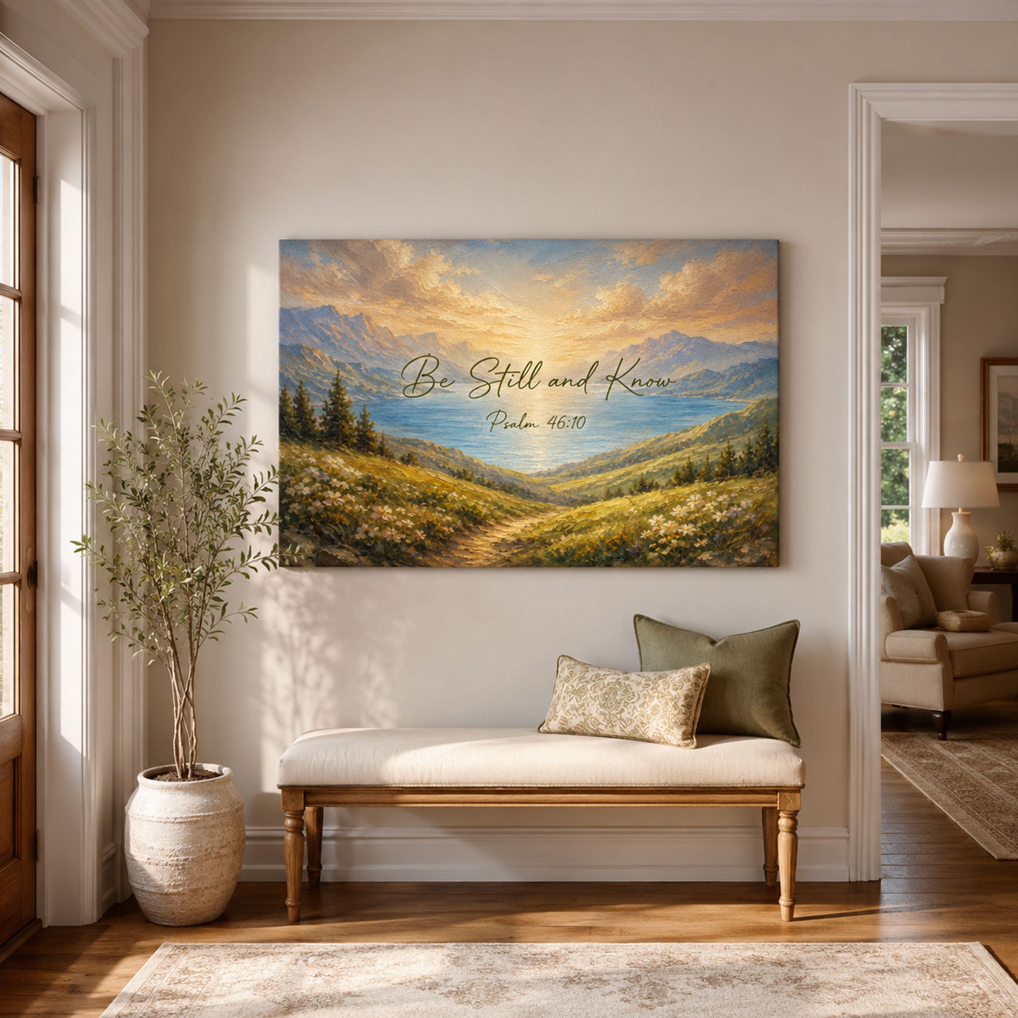 Psalm 46:10 Be Still and Know Canvas Print, Christian Home Decor