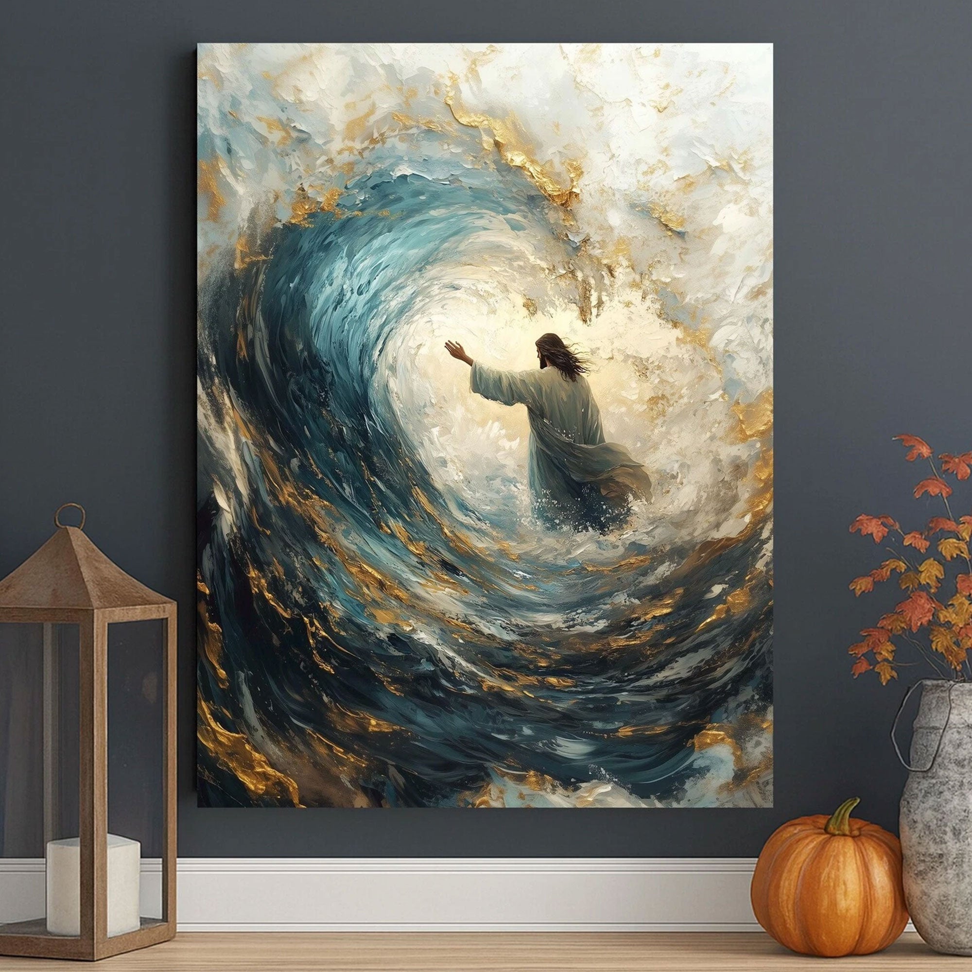 Jesus Calming the Storm Canvas Print, Christian Wall Art, Faith Miracle Scene, Spiritual Home Decor