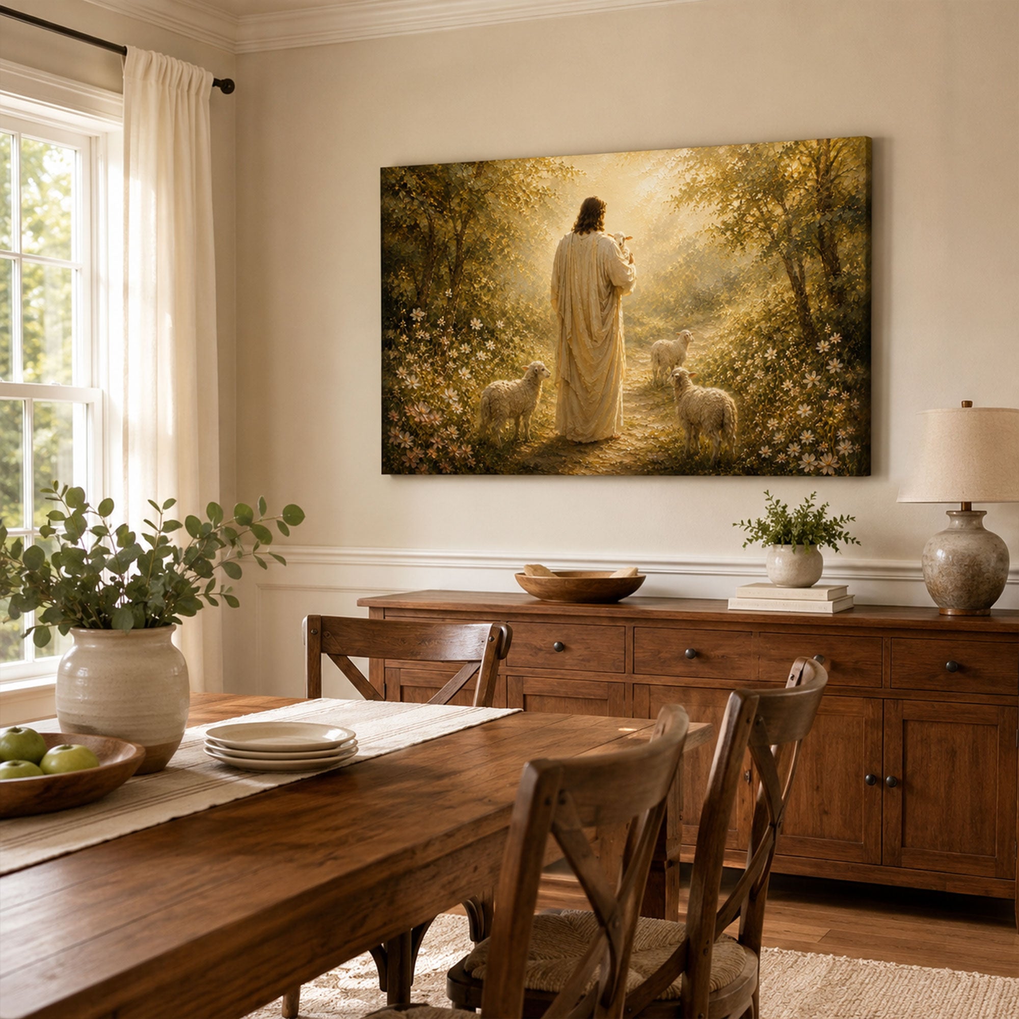 Jesus the Good Shepherd Canvas Print, Peaceful Christian Home Decor