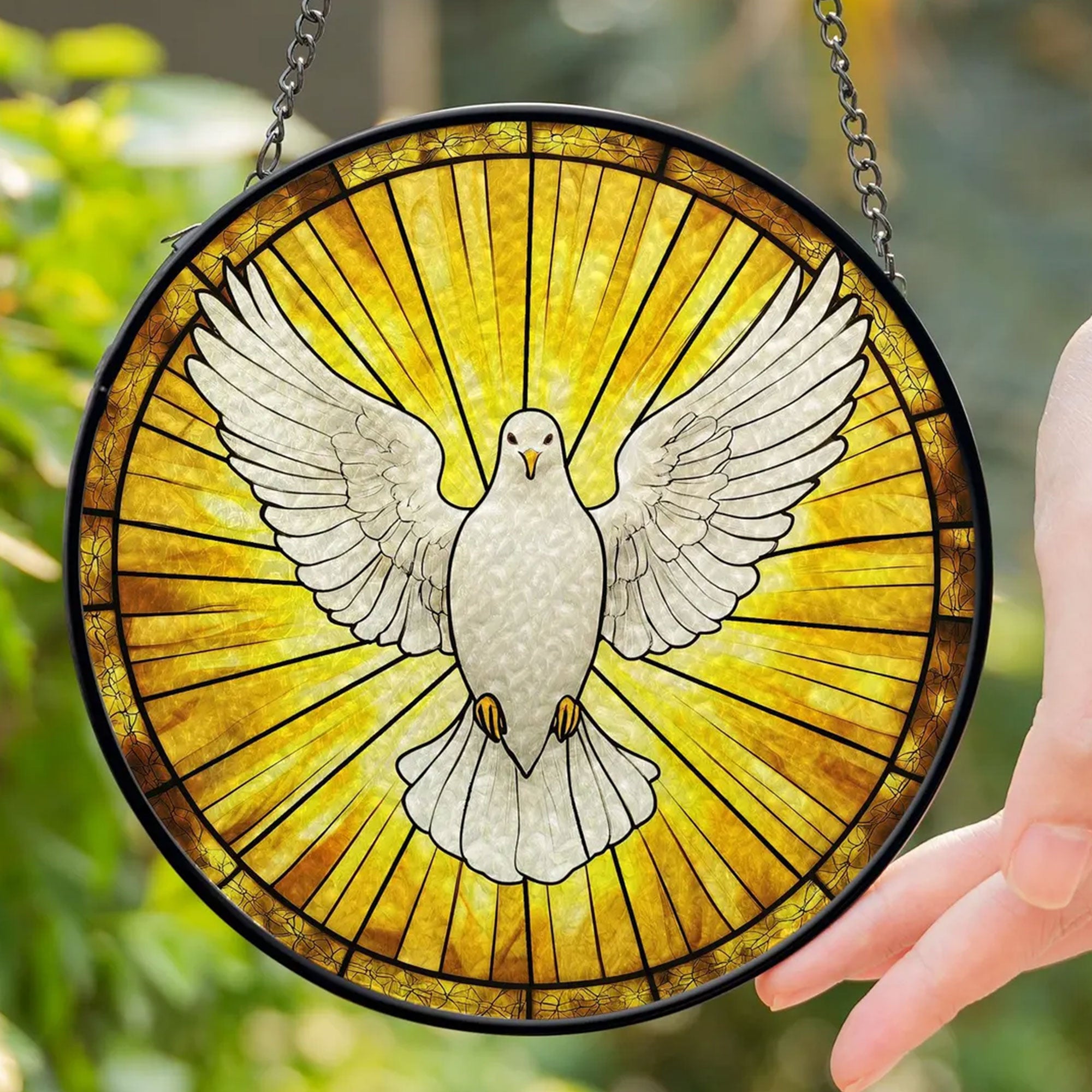 Glass Dove Suncatcher, Christian Window Hanging, Religious Home Decor Gift