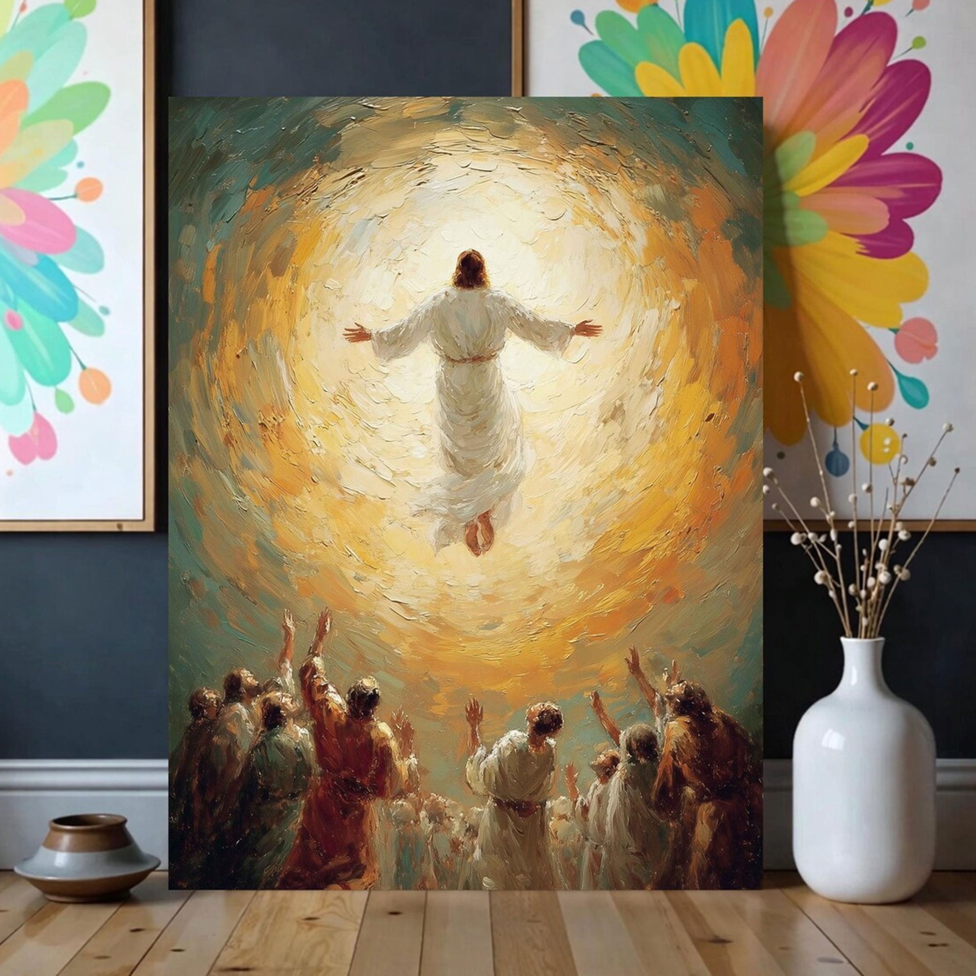 Ascension of Jesus Canvas Print, Christian Faith Wall Art, Heavenly Spiritual Decor, Sacred Biblical Artwork