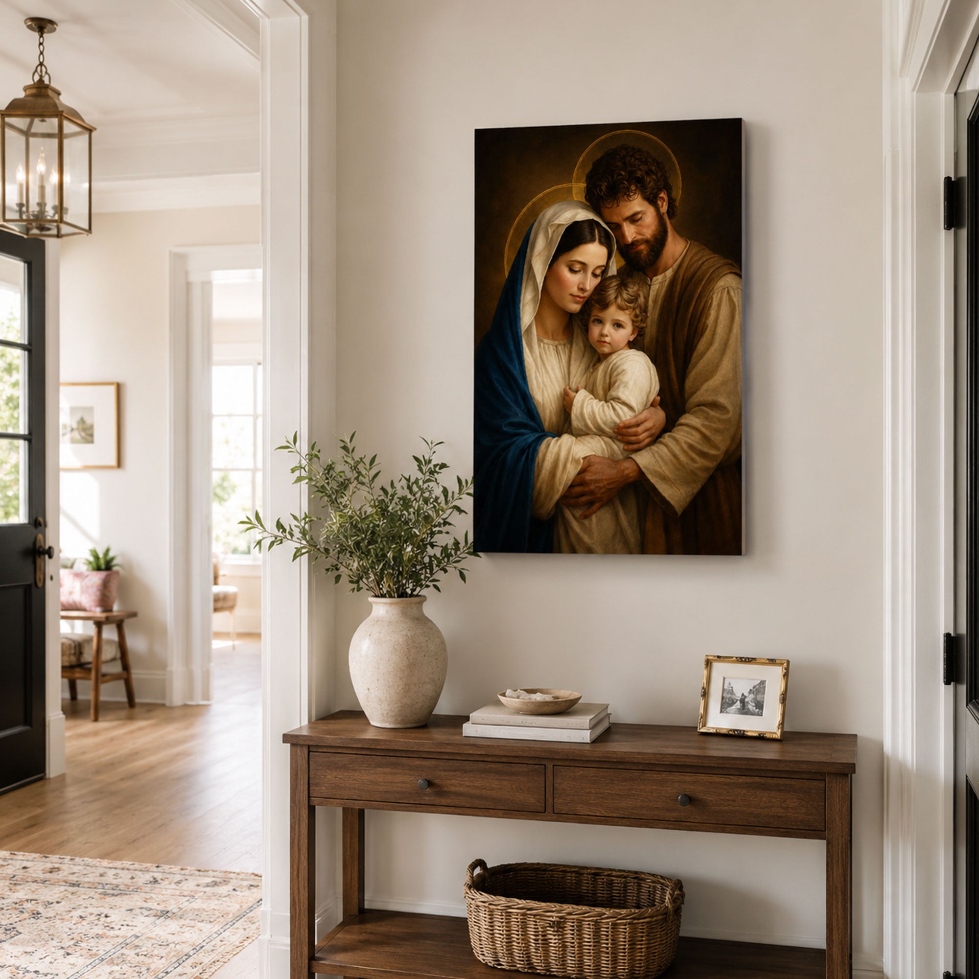 Holy Family Canvas Print, Mary Joseph and Baby Jesus Catholic Wall Art, Christian Family Faith Home Decor Gift