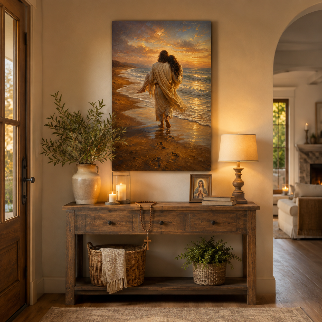 Footprints in the Sand Jesus Canvas Print, It Was Then That I Carried You, Christian Home Decor