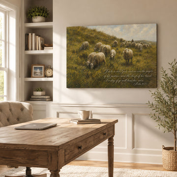 Psalm 95:7 Sheep Canvas Print, People of His Pasture Christian Wall Decor, Bible Verse Faith Gift