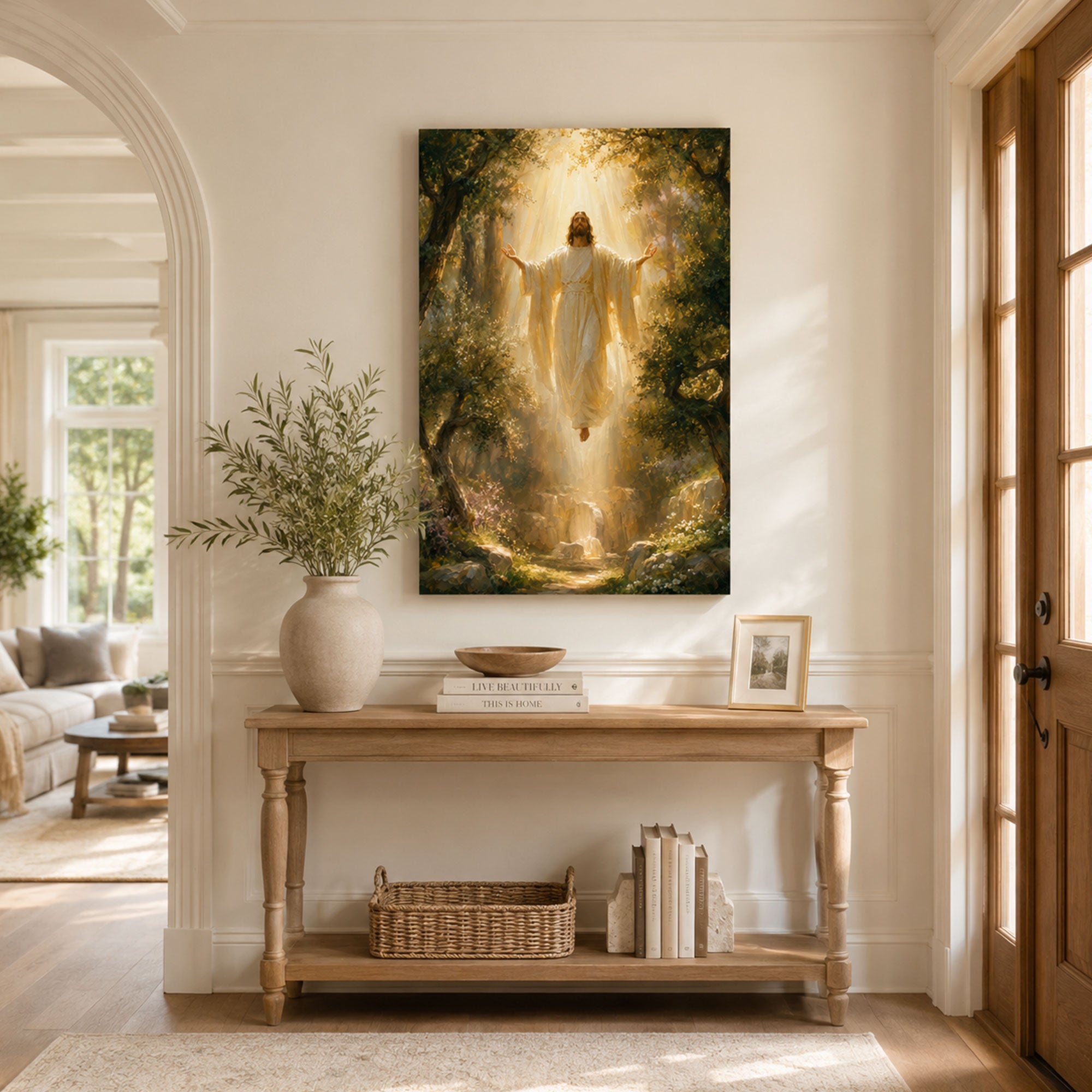 Jesus in Heavenly Light Canvas Print, Christian Home Decor
