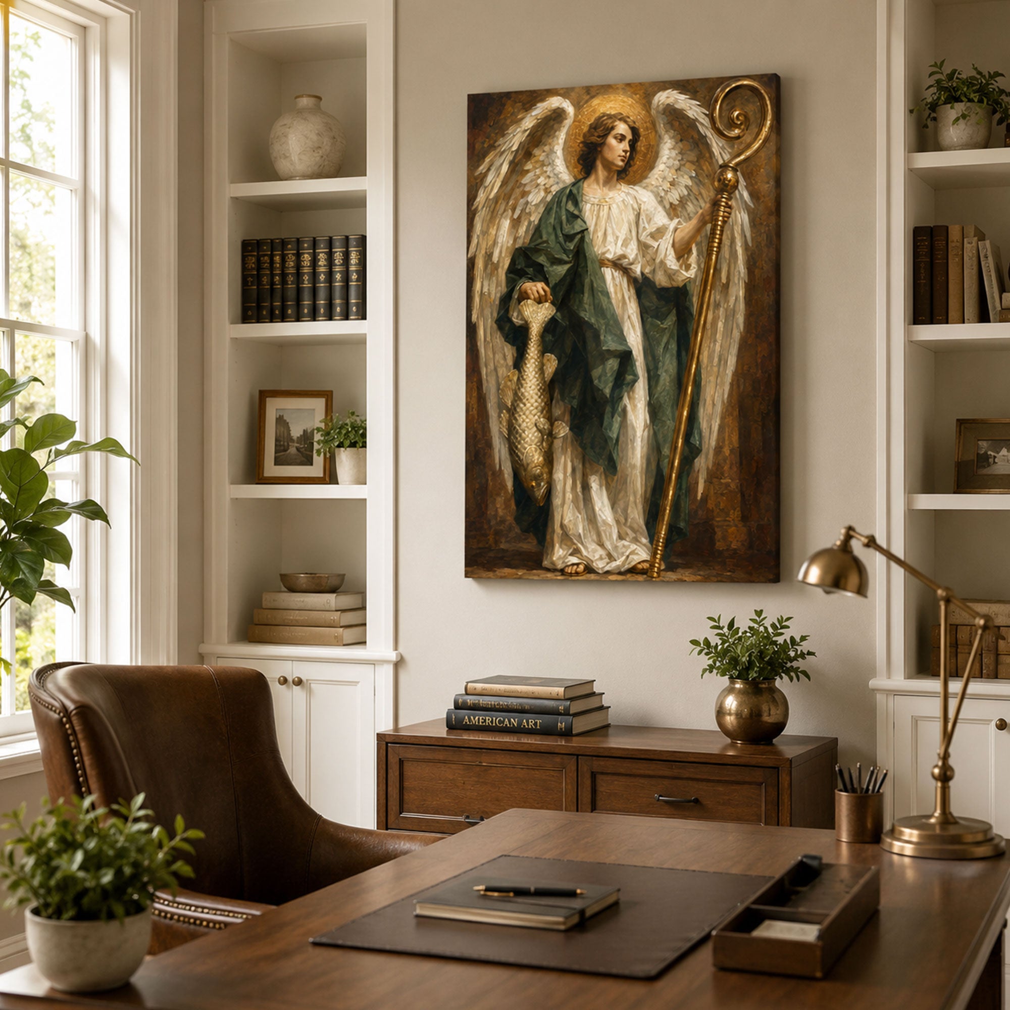 Saint Raphael the Archangel Canvas Print, Angel of Healing Catholic Wall Decor, Faith Gift