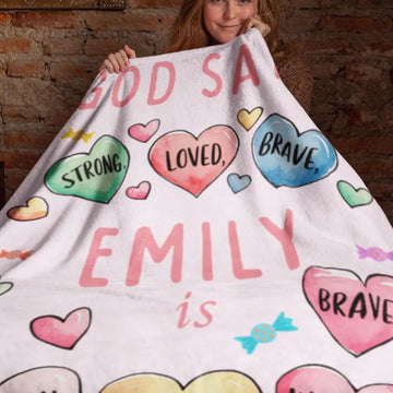Custom Name Christian Throw Blanket, God Says You Are Blanket, Girls Baptism Gift, Bible Verse Blanket, Faith Gift for Her