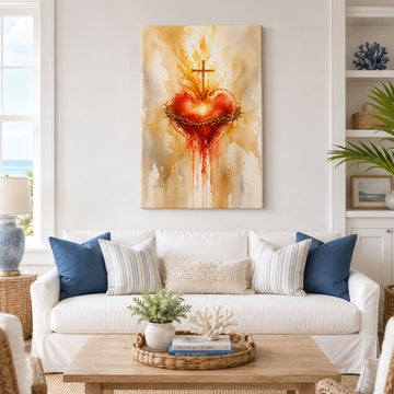 Sacred Heart of Jesus Canvas Print, Christian Religious Wall Art, Spiritual Catholic Home Decor