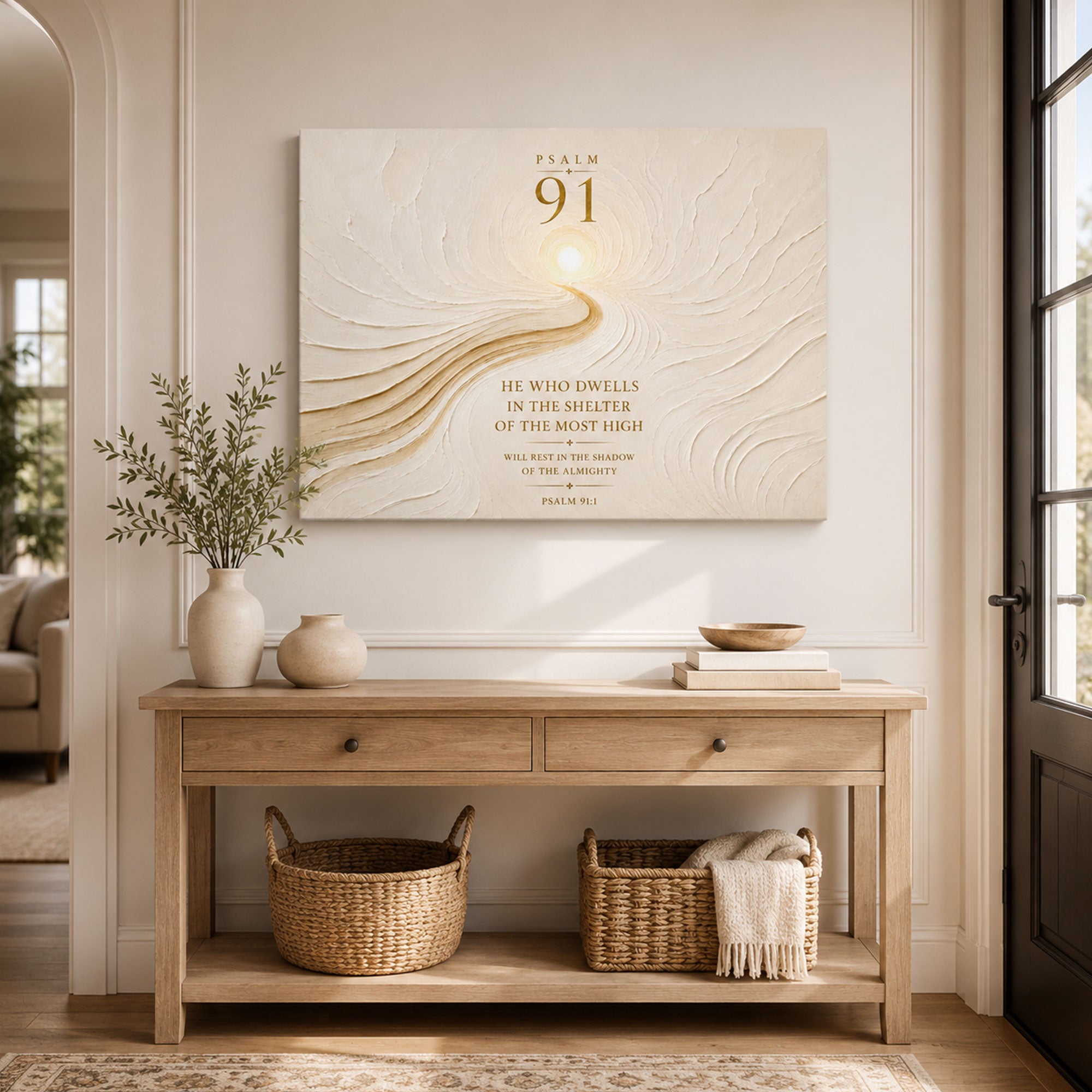 Psalm 91 Bible Verse Canvas Print, Christian Scripture Wall Art, Faith Home Decor Gift