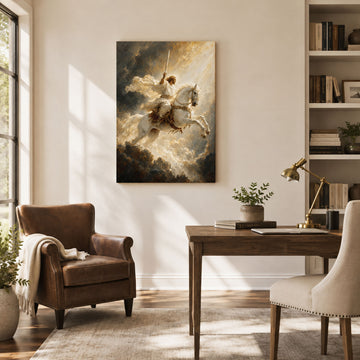 Jesus on the White Horse Canvas Print, Revelation 19:11 Second Coming Christian Wall Decor, Faith Gift