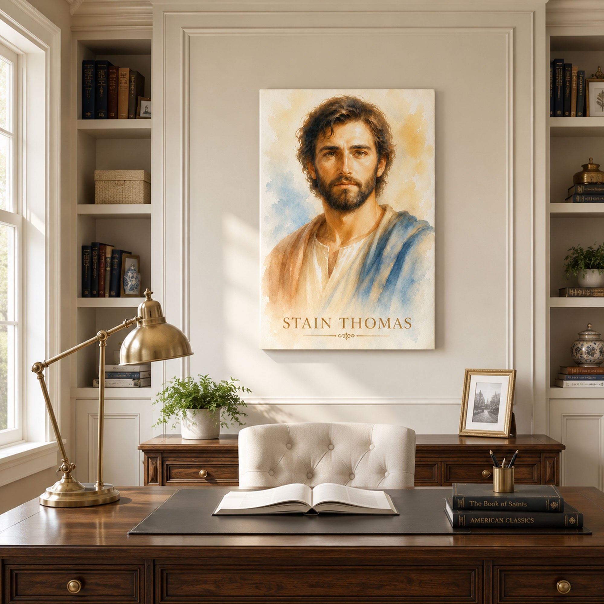 Saint Thomas the Apostle Watercolor Canvas Print, Christian Faith Decor
