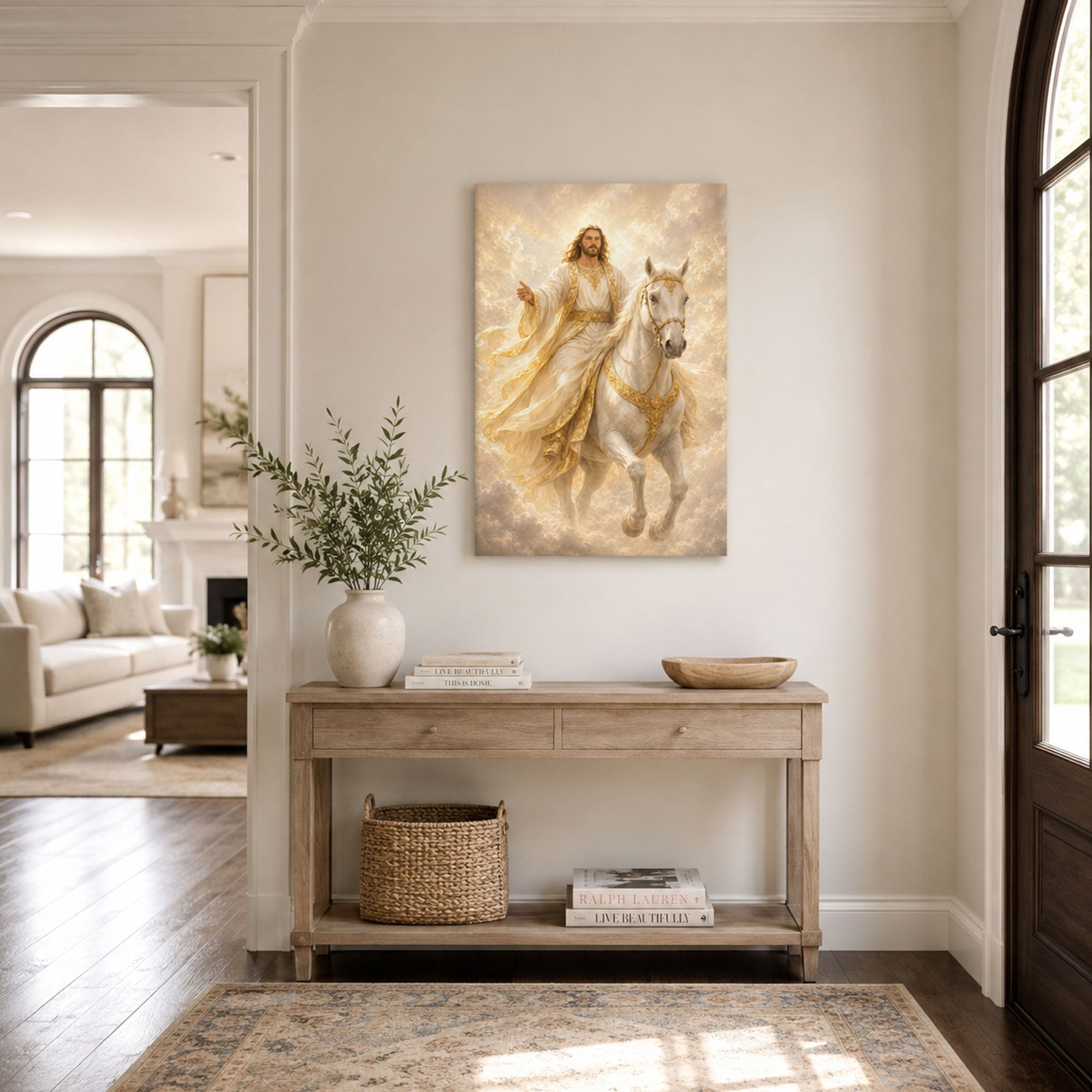 Jesus Christ on White Horse Canvas Print, Second Coming Christian Wall Art, King of Kings Faith Home Decor Gift