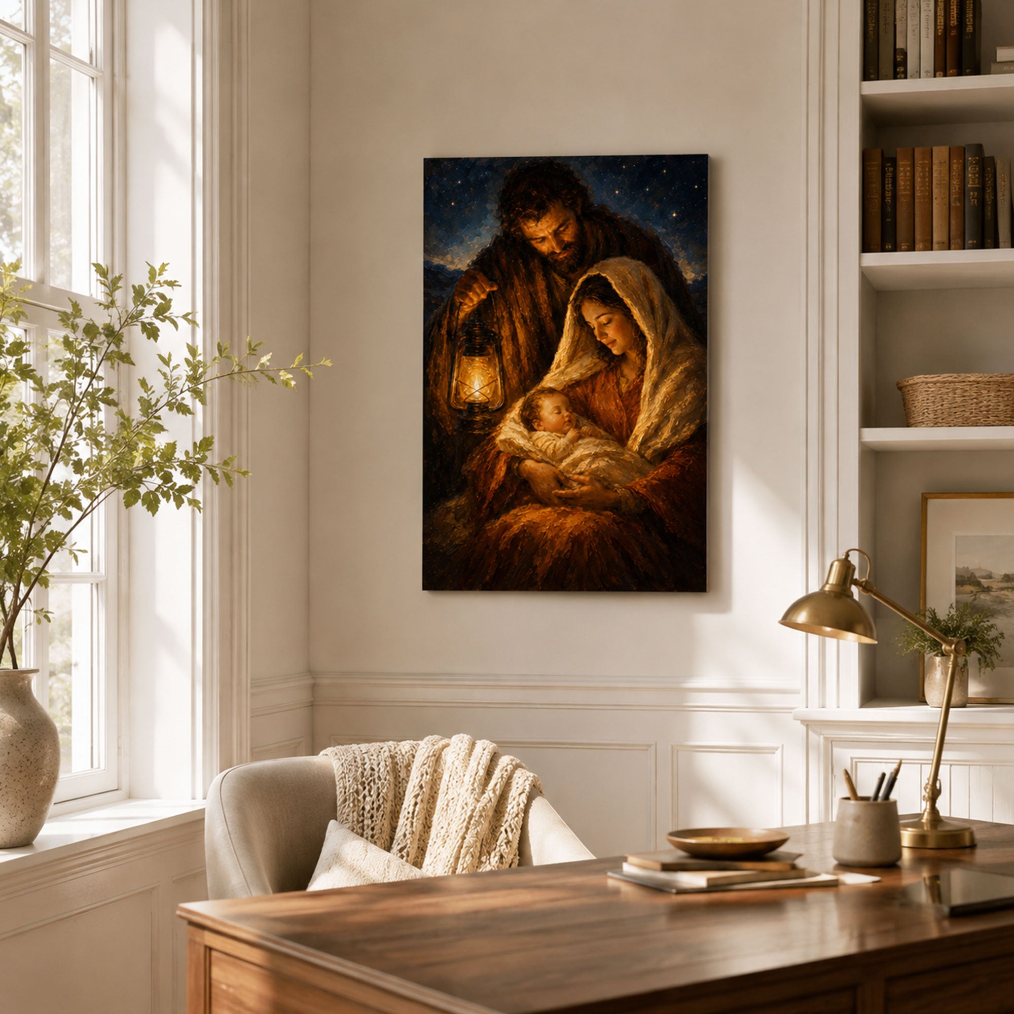 Holy Family Nativity Canvas Print, Baby Jesus Mary and Joseph Christian Wall Decor, Christmas Faith Gift