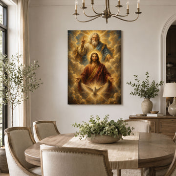 Holy Trinity Canvas Print, Father Son and Holy Spirit, Catholic Christian Wall Decor, Faith Gift