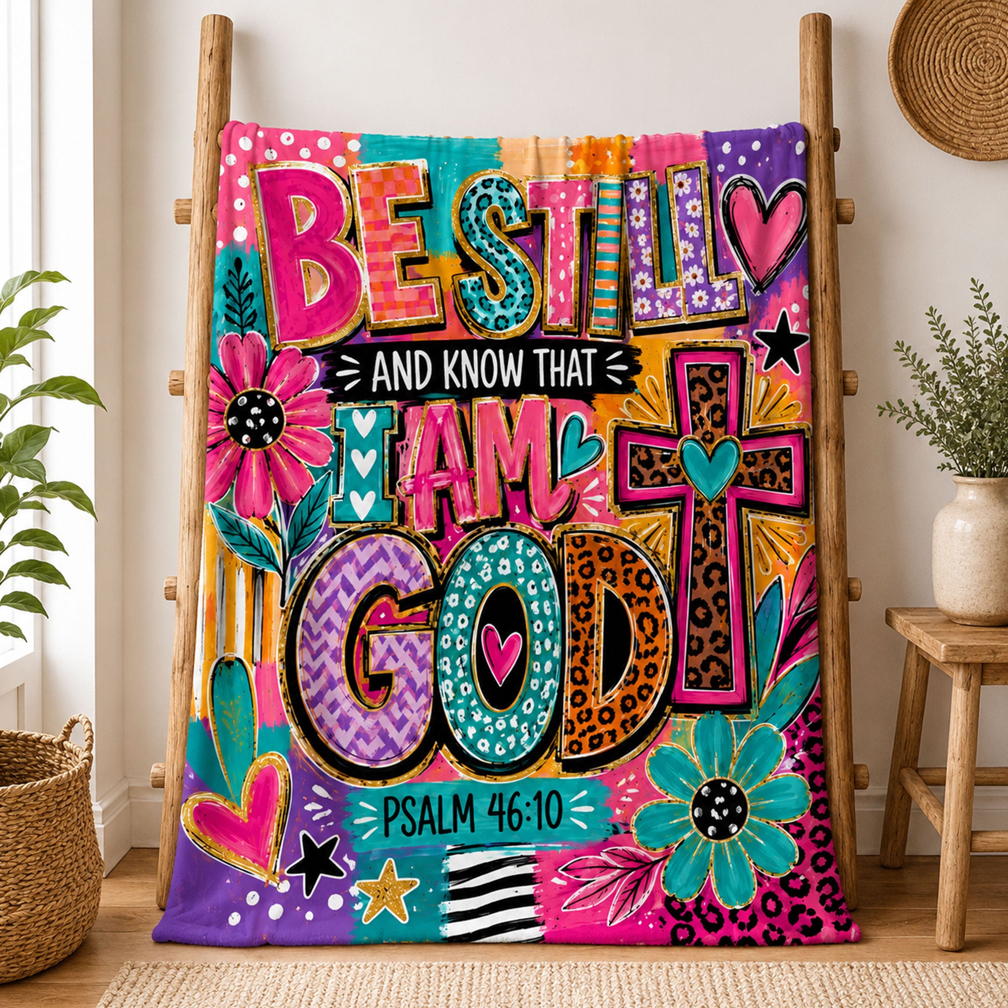 Be Still and Know That I Am God Fleece Blanket, Psalm 46:10 Christian Throw, Faith Gift for Women