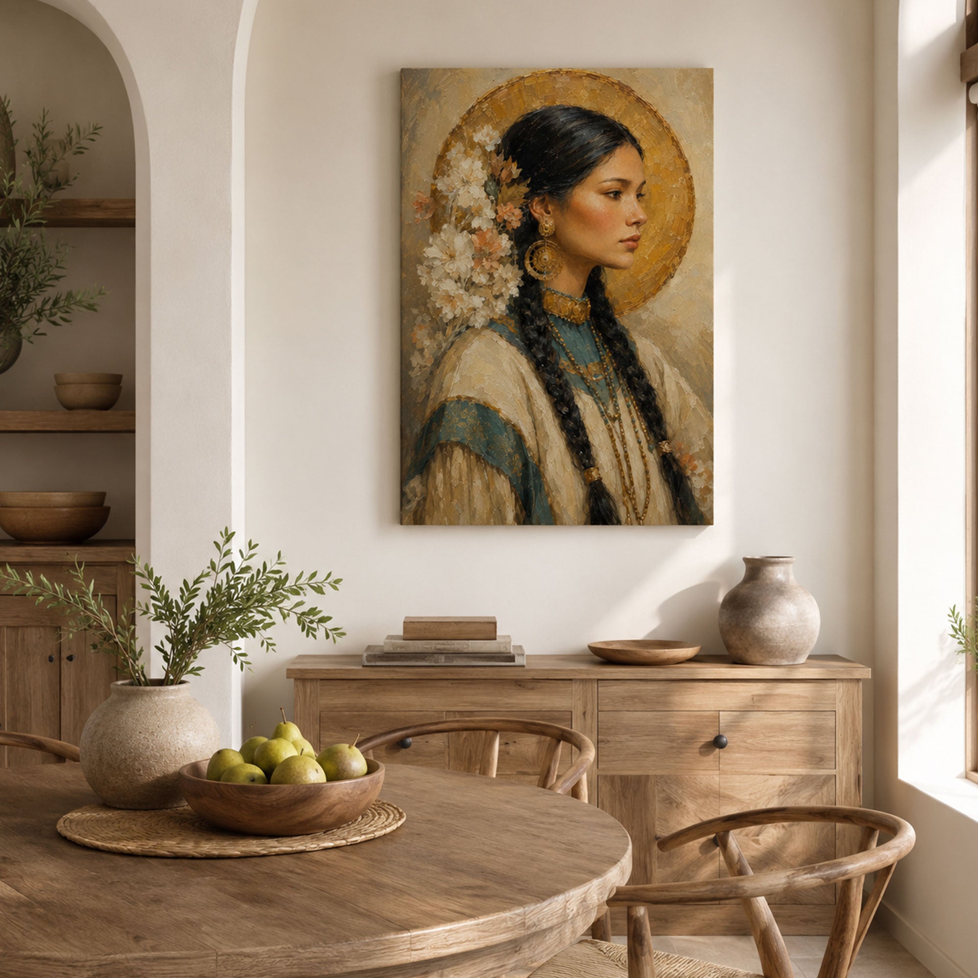 Lily of the Mohawks Canvas Print, Saint Kateri Catholic Home Decor Gift