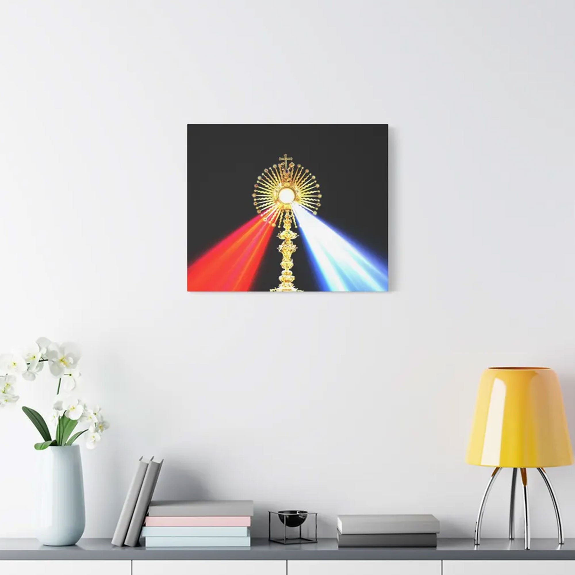 Divine Mercy Jesus Canvas Print, Eucharist Monstrance Religious Wall Art Home Decor